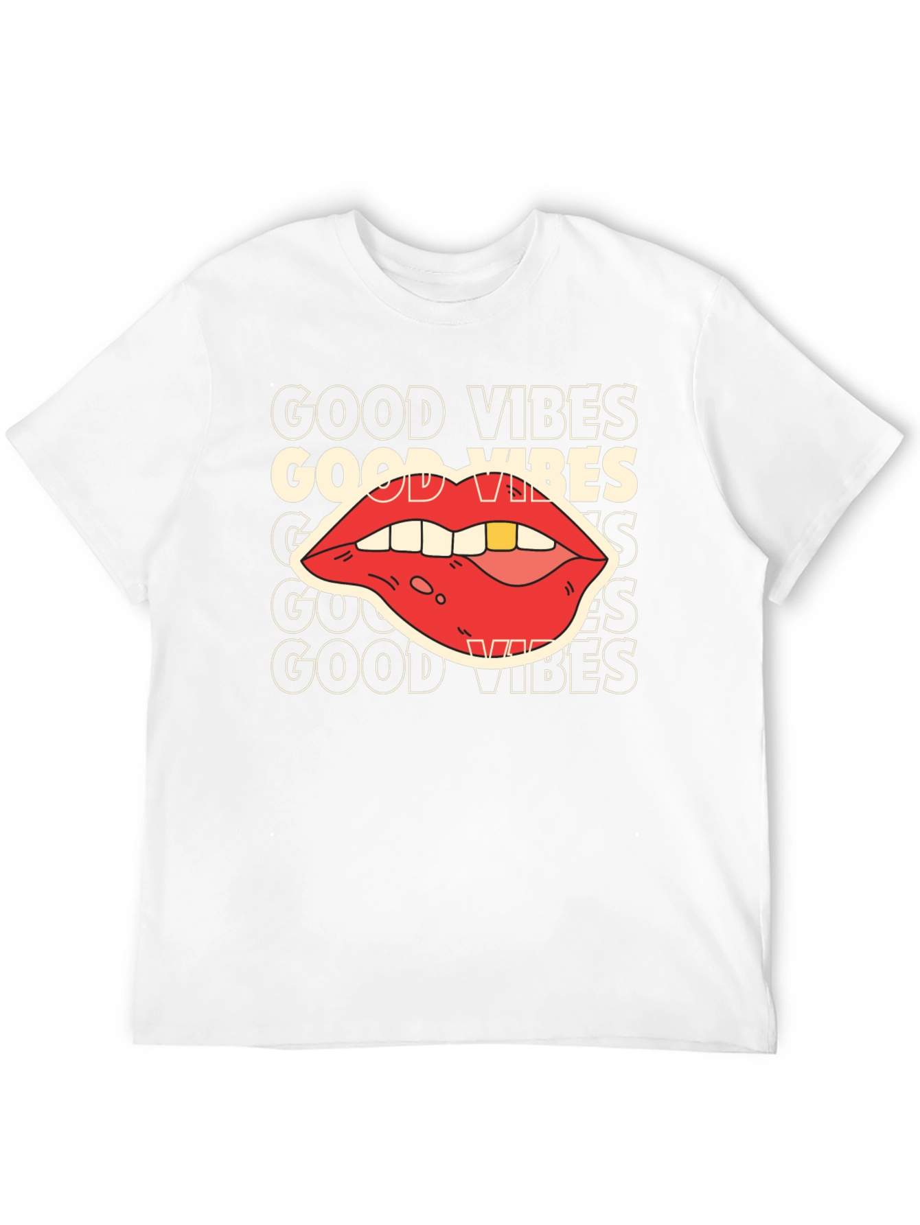 Good Vibes Graphic Tee - Retro Lip Design