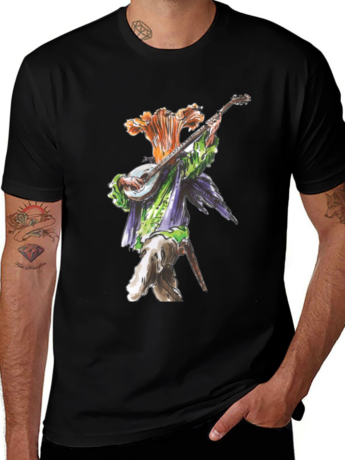 Floral Bard Graphic Tee - Black Cotton