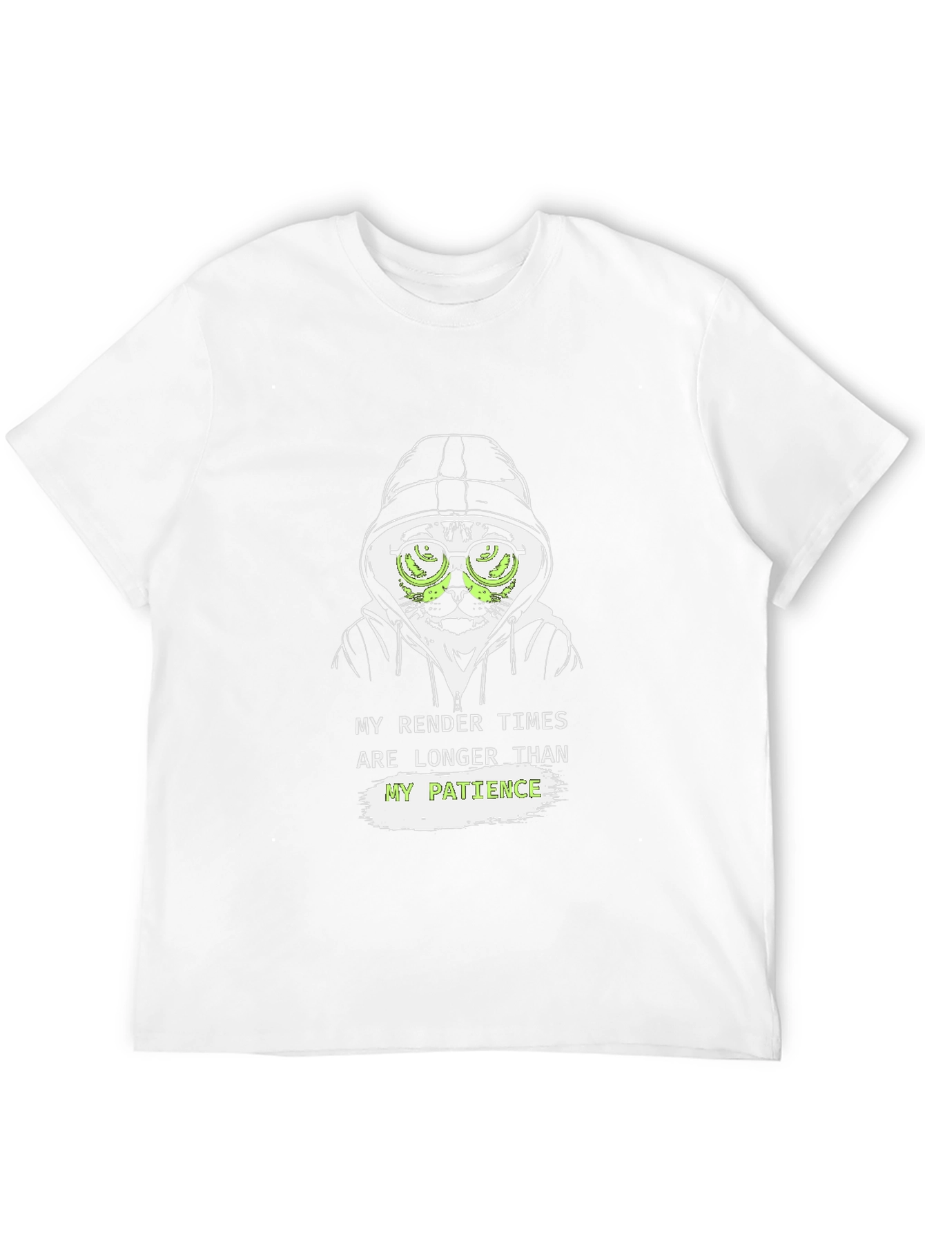 Funny Cat Hacker T-Shirt - Render Times & Patience