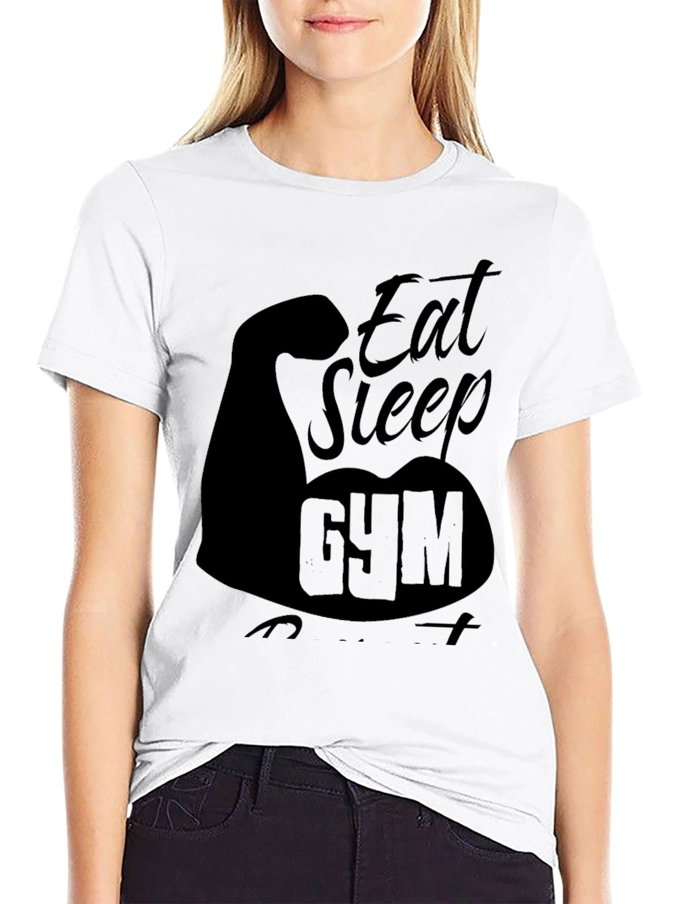 Eat Sleep Gym Black Graphic T-Shirt