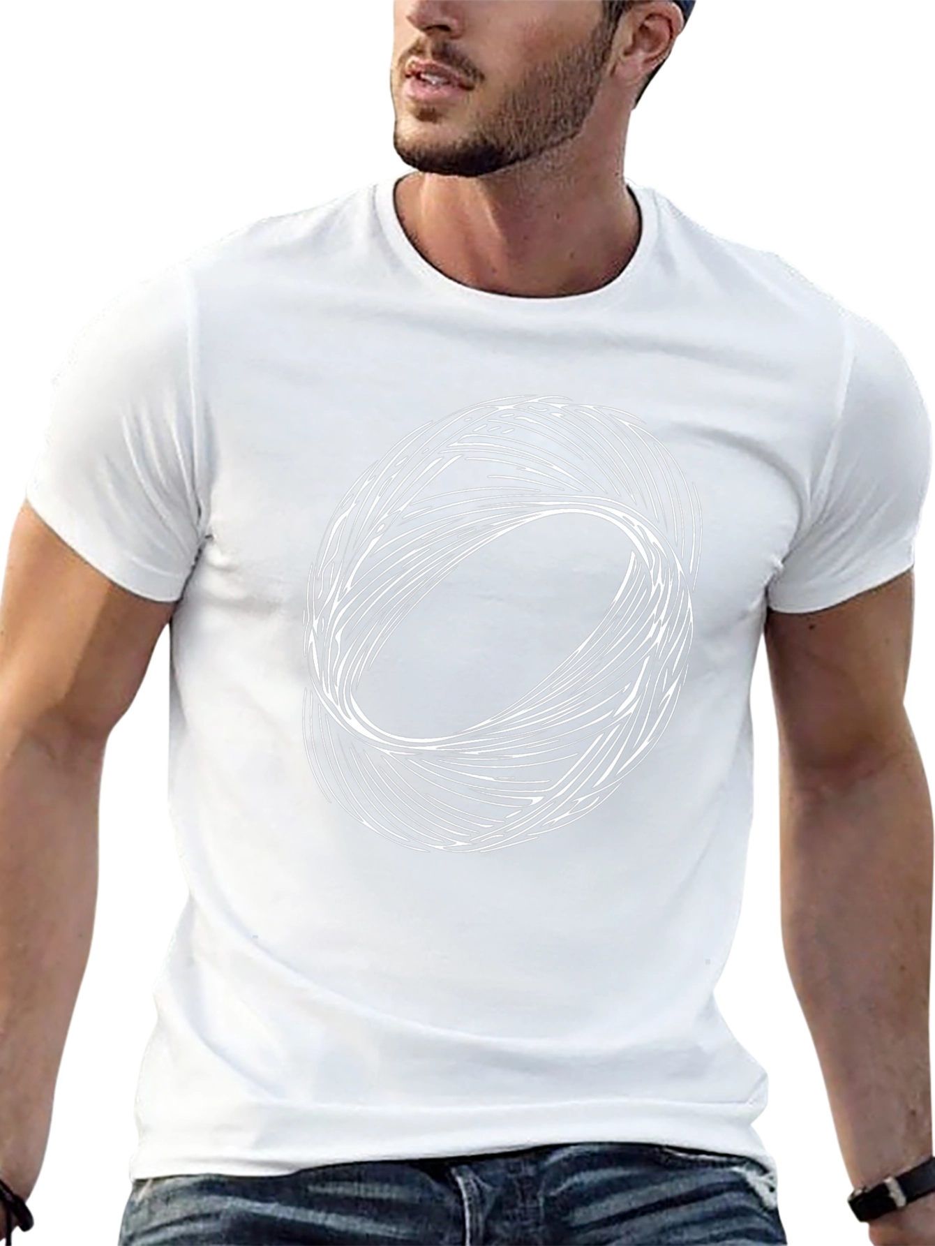 Abstract Swirl Graphic Tee - Black