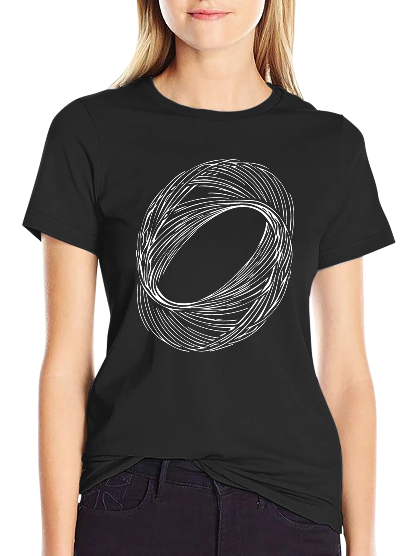 Abstract Swirl Graphic Tee - Black