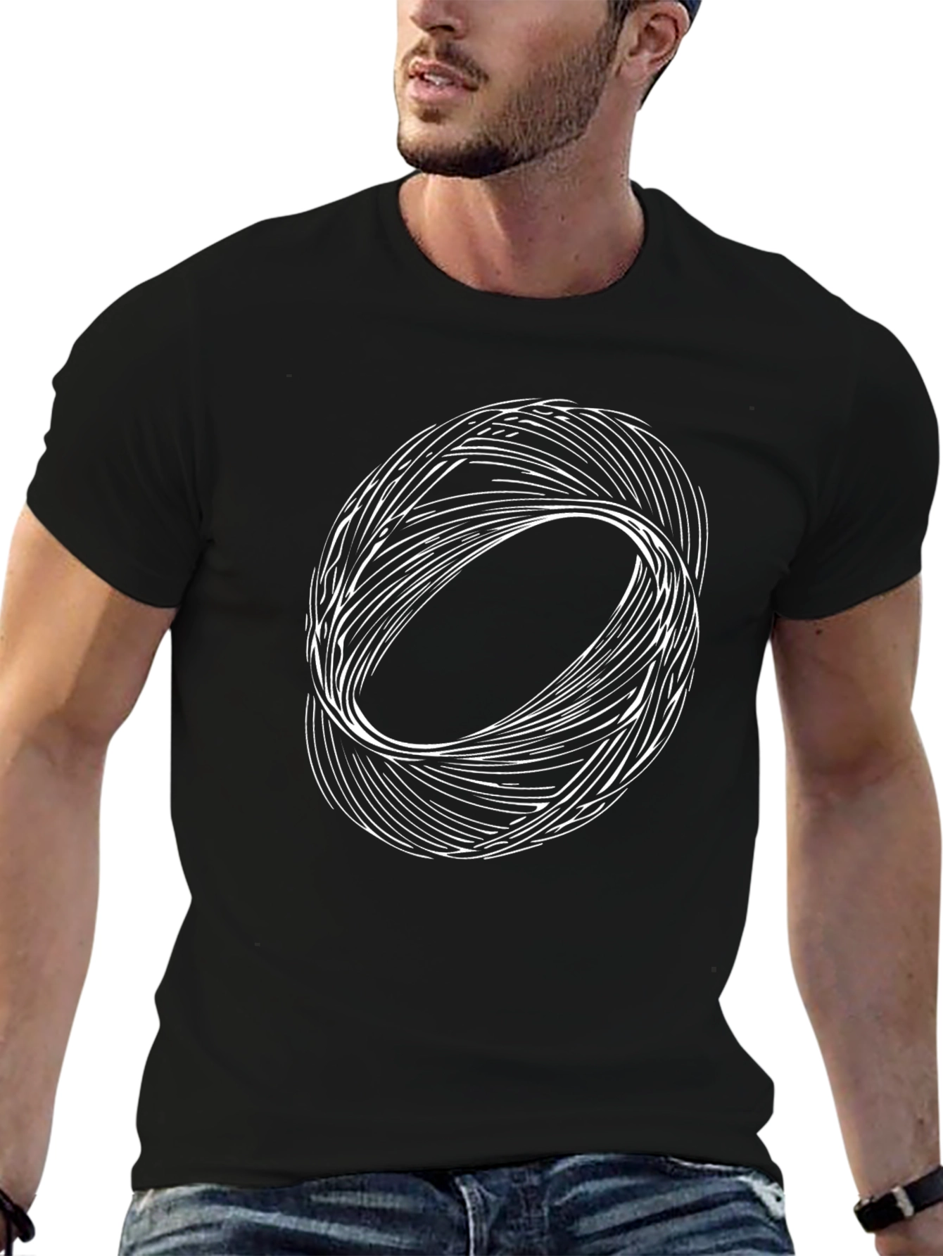 Abstract Swirl Graphic Tee - Black