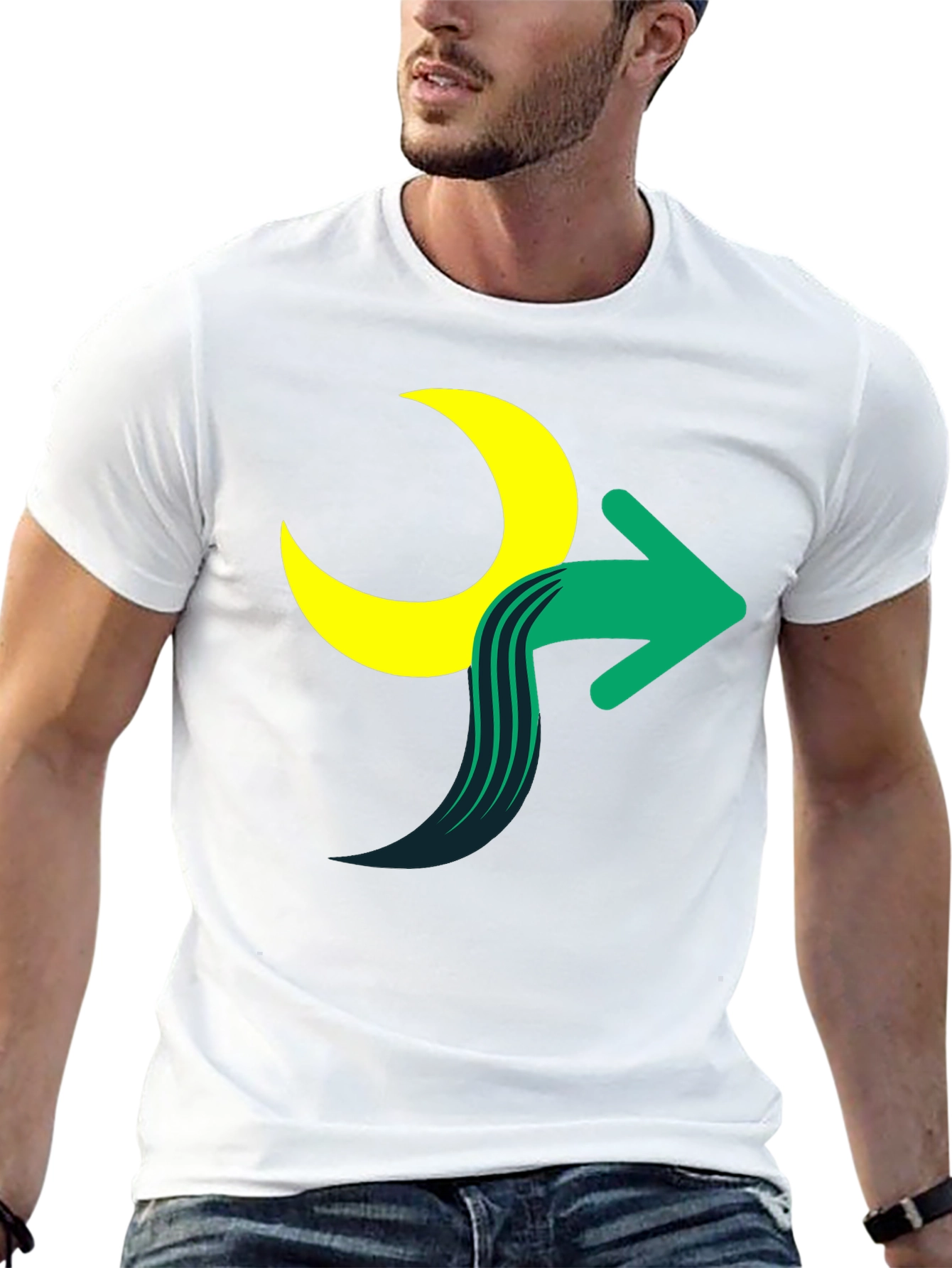 Moon Arrow Graphic Tee - Stylish Cotton Blend Shirt