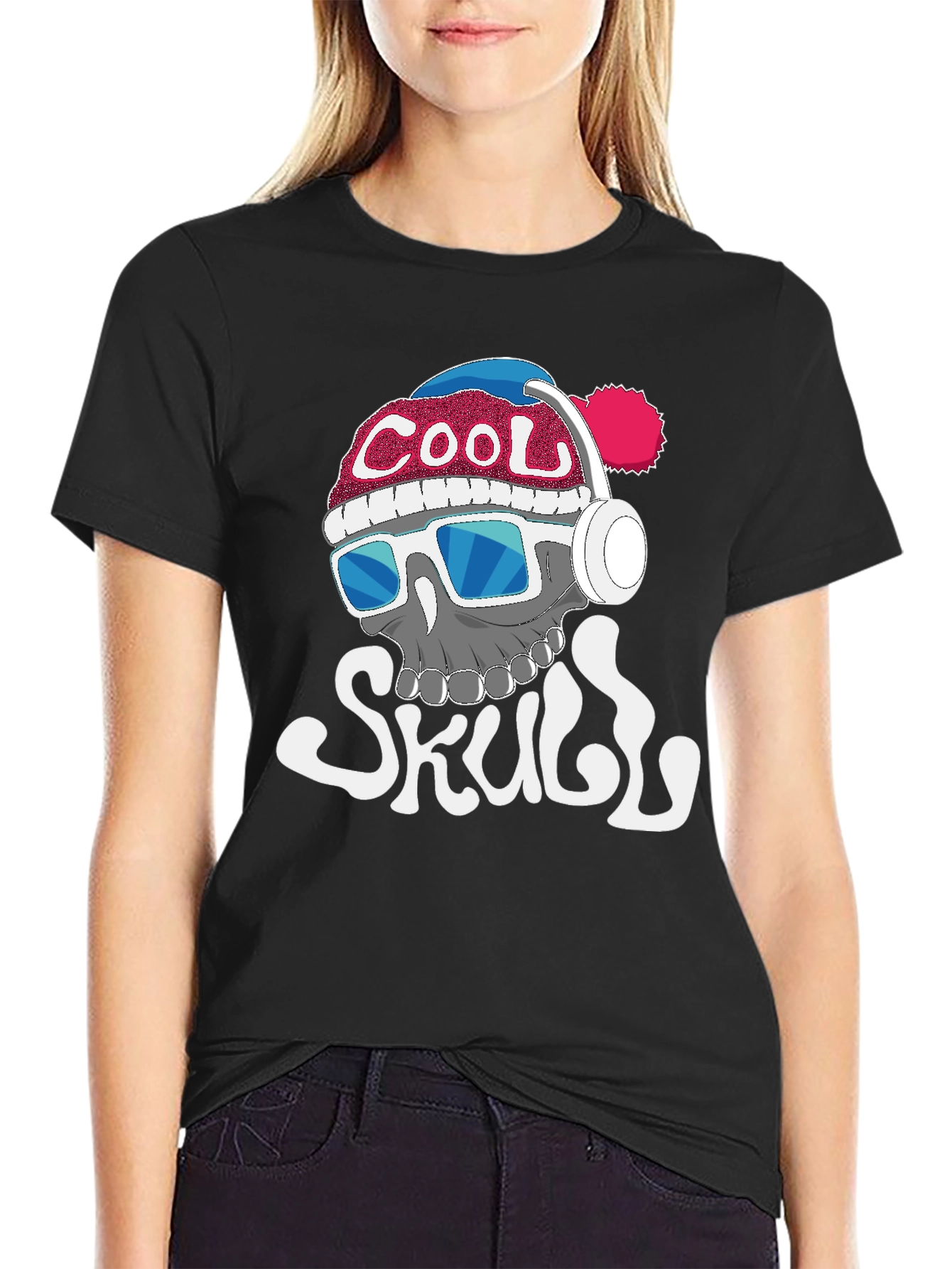 Cool Skull Graphic Tee - Black