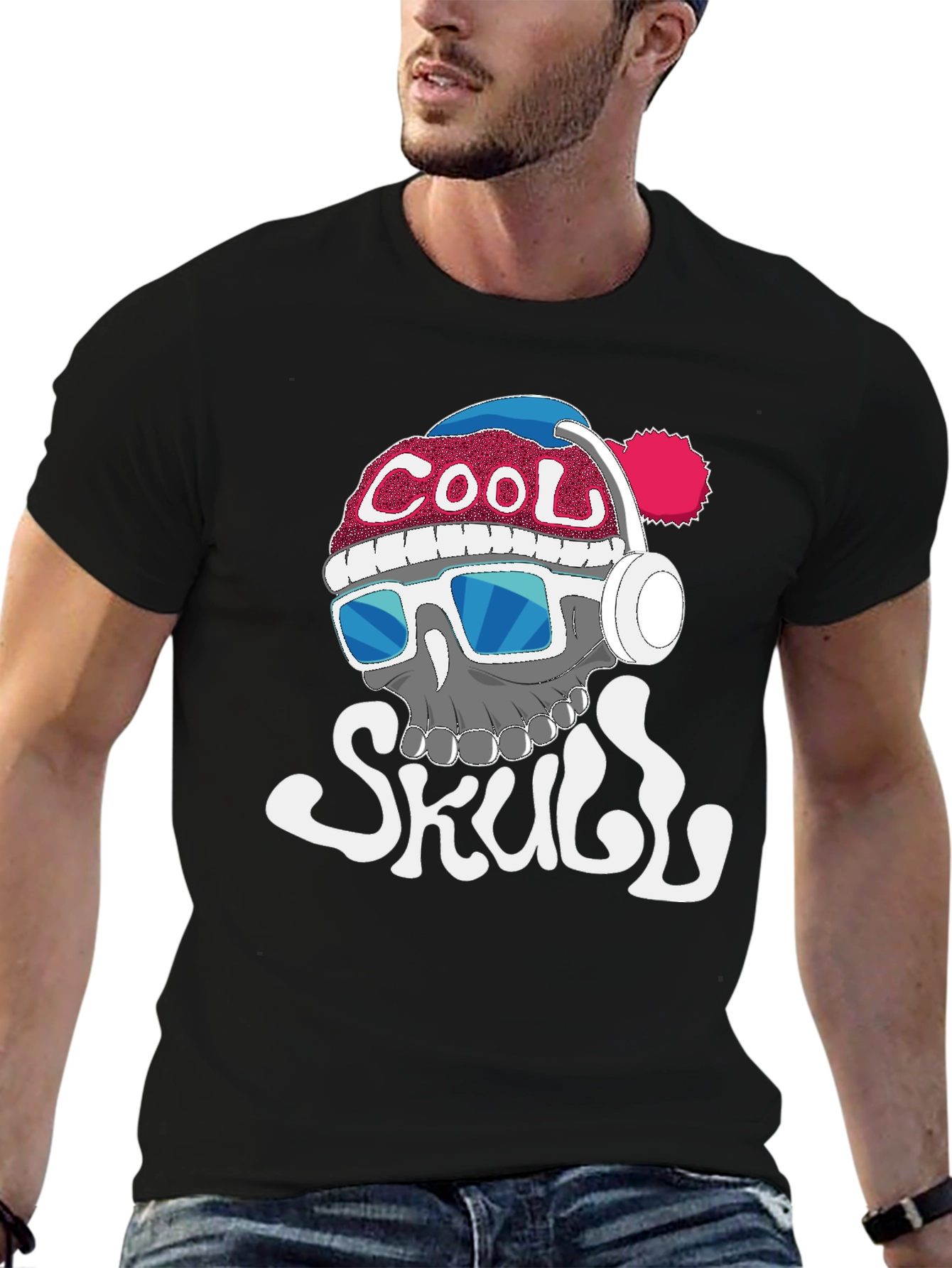 Cool Skull Graphic Tee - Black