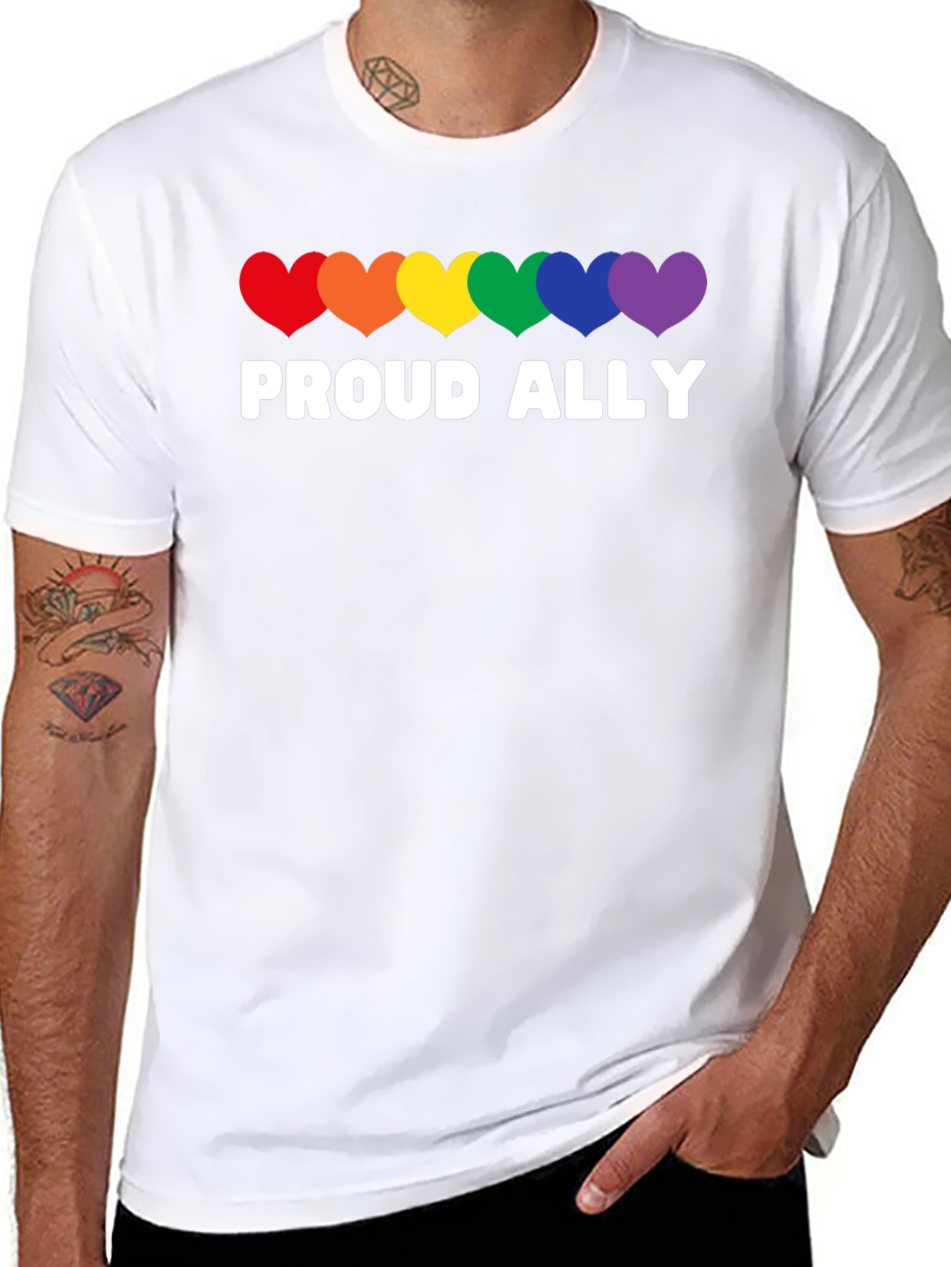 Proud Ally Rainbow Heart LGBT Pride T-Shirt