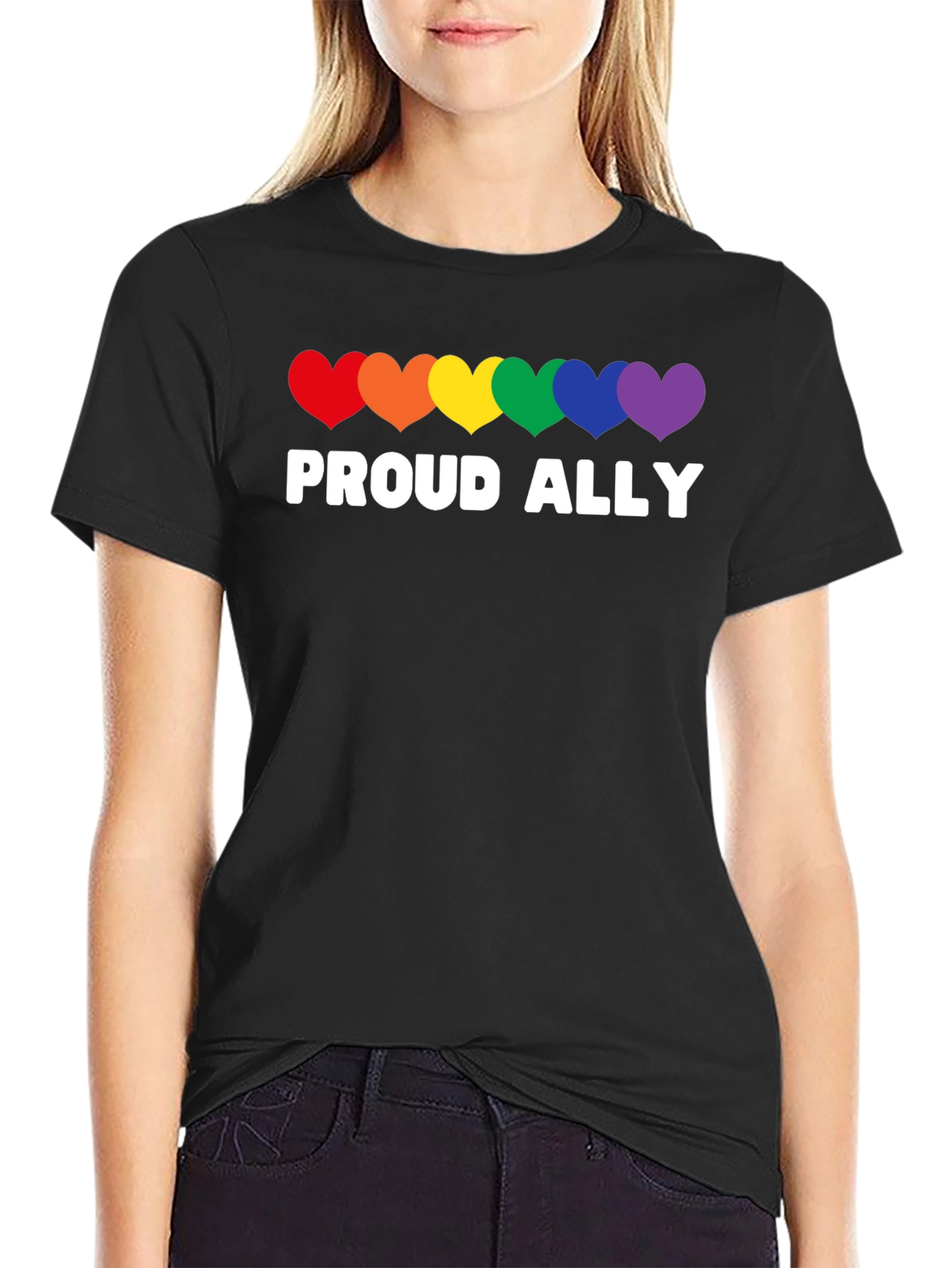 Proud Ally Rainbow Heart LGBT Pride T-Shirt