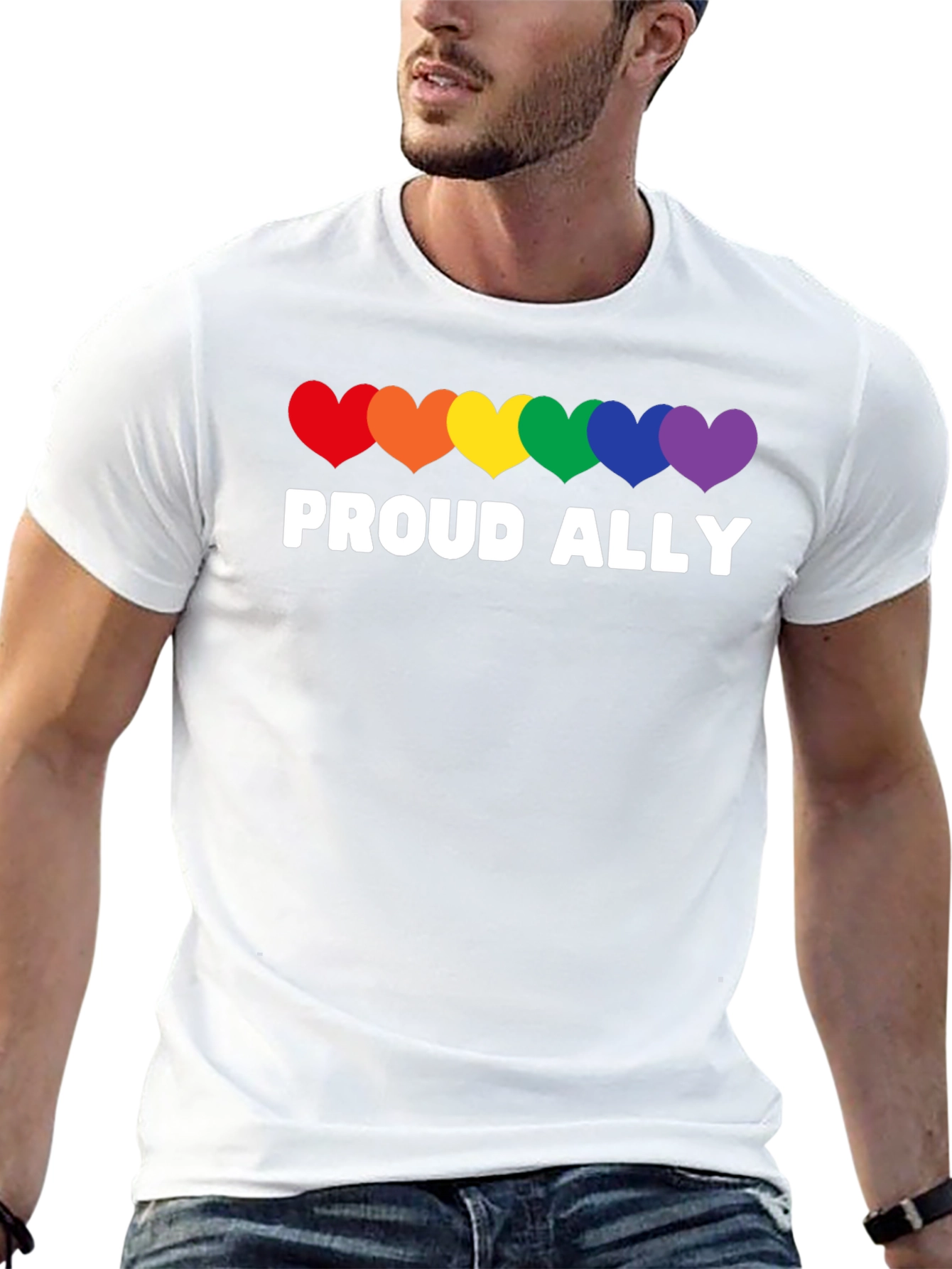 Proud Ally Rainbow Heart LGBT Pride T-Shirt