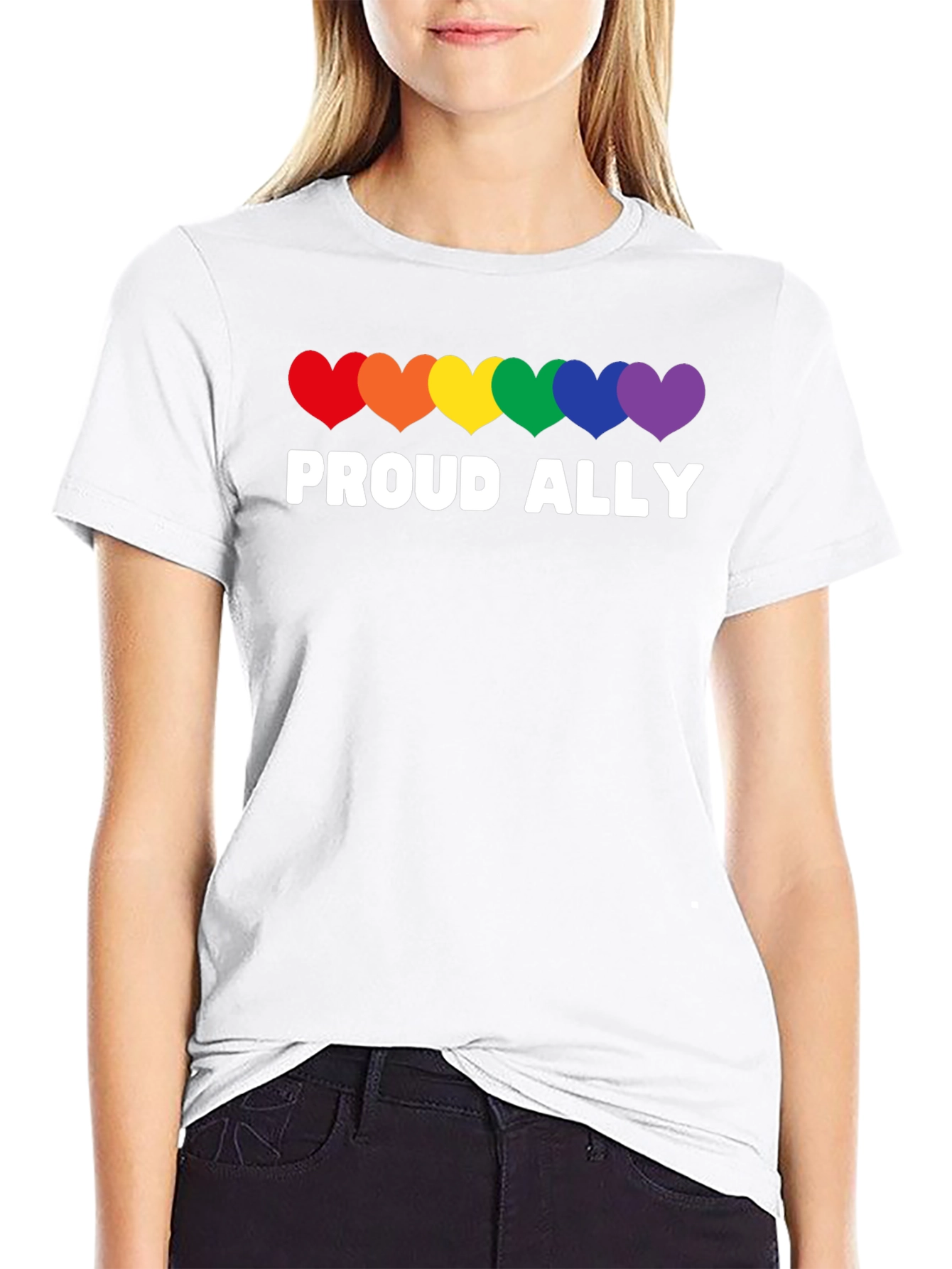 Proud Ally Rainbow Heart LGBT Pride T-Shirt