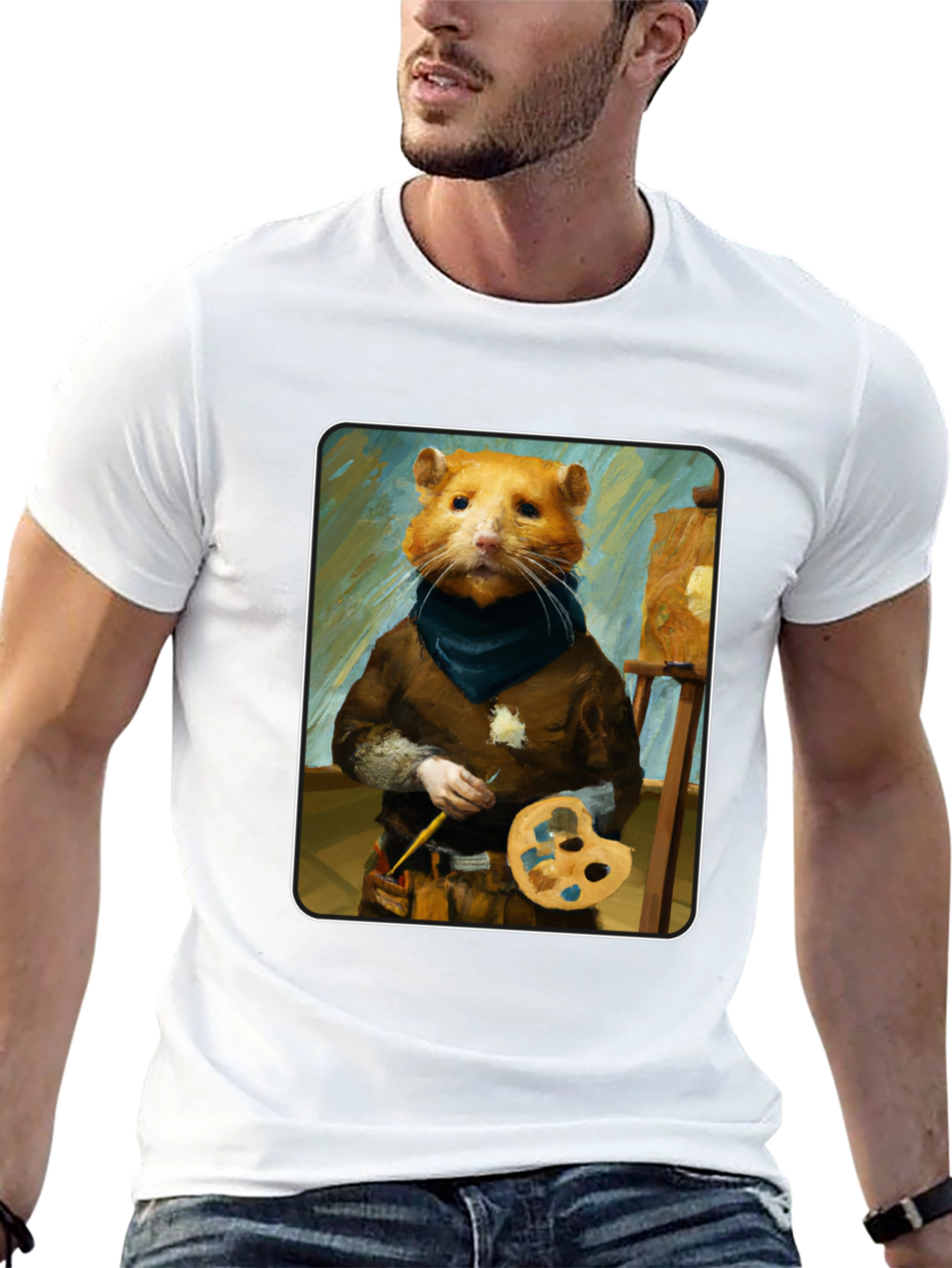 Hamster Painter T-Shirt - Artistic Novelty Tee