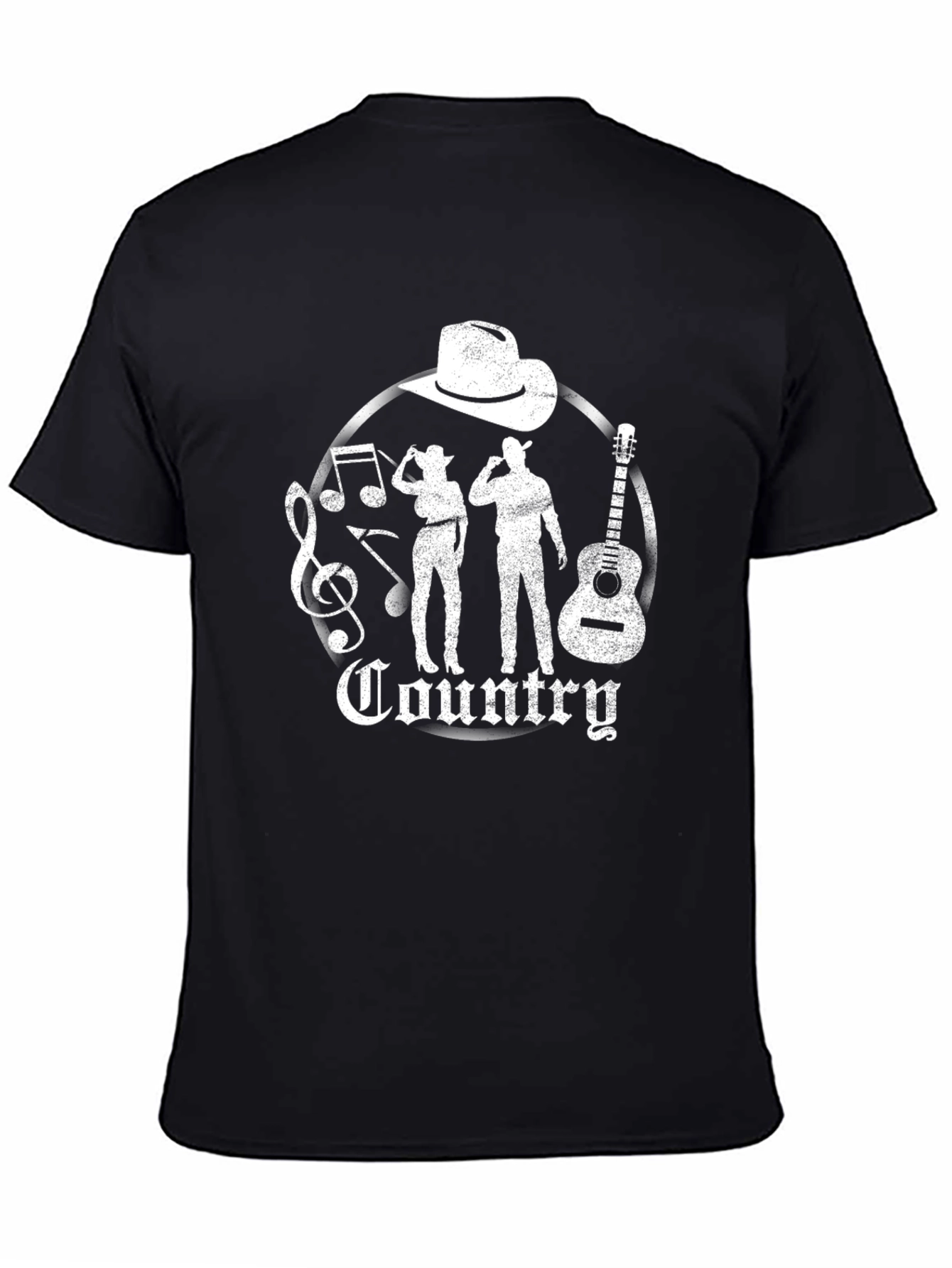 Country Music Graphic Tee - Black Cotton T-Shirt