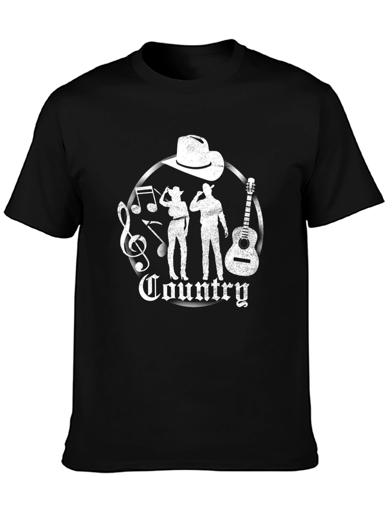Country Music Graphic Tee - Black Cotton T-Shirt