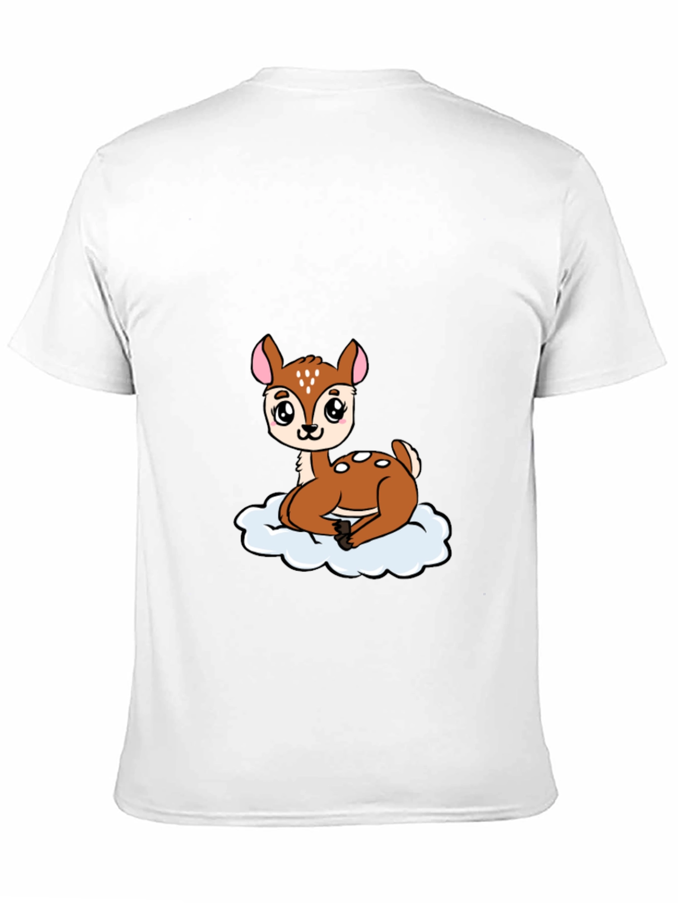 Cute Deer Cartoon Black T-Shirt