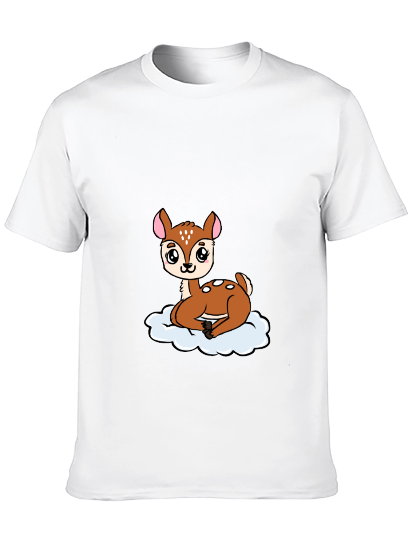 Cute Deer Cartoon Black T-Shirt
