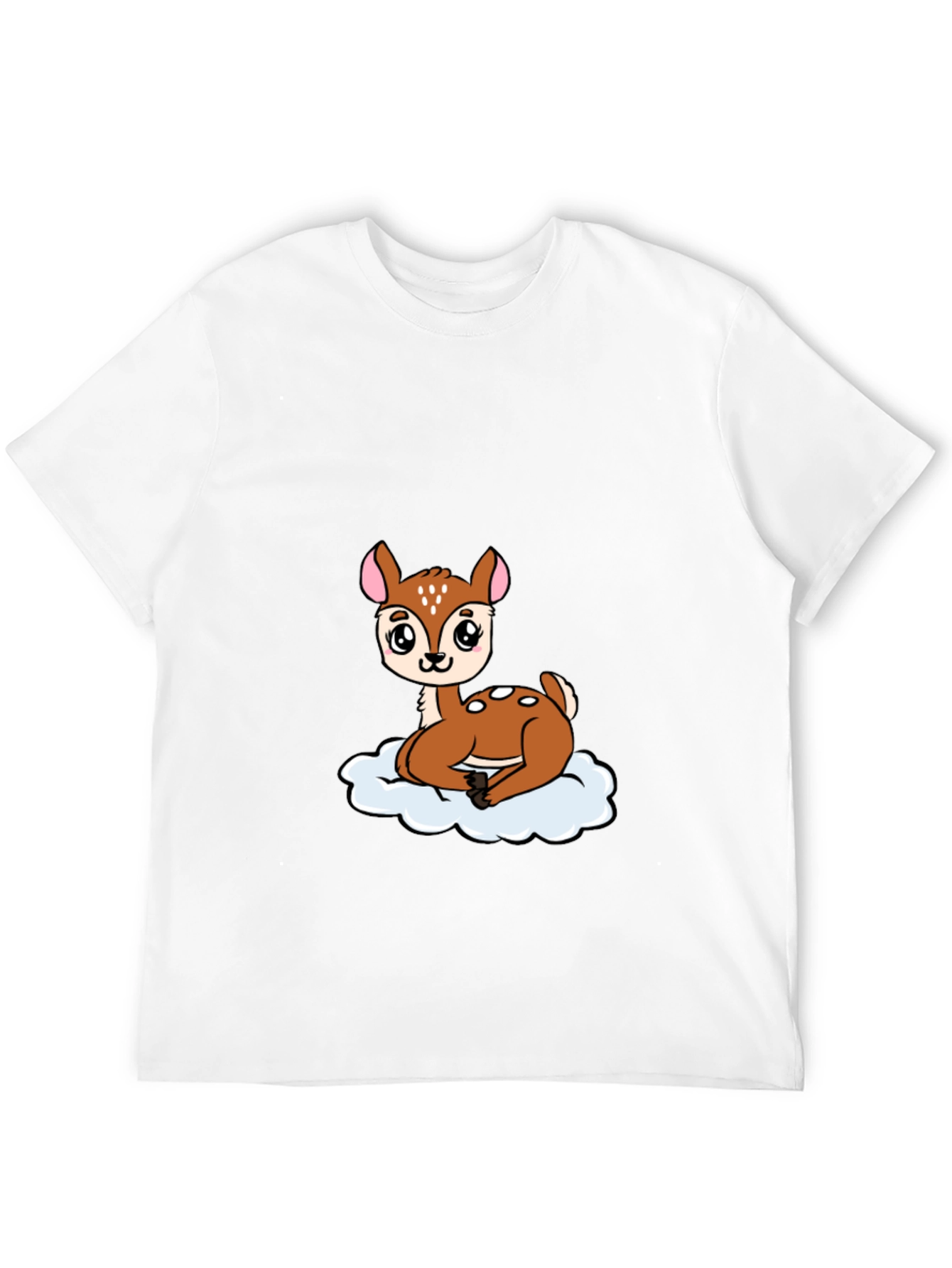 Cute Deer Cartoon Black T-Shirt