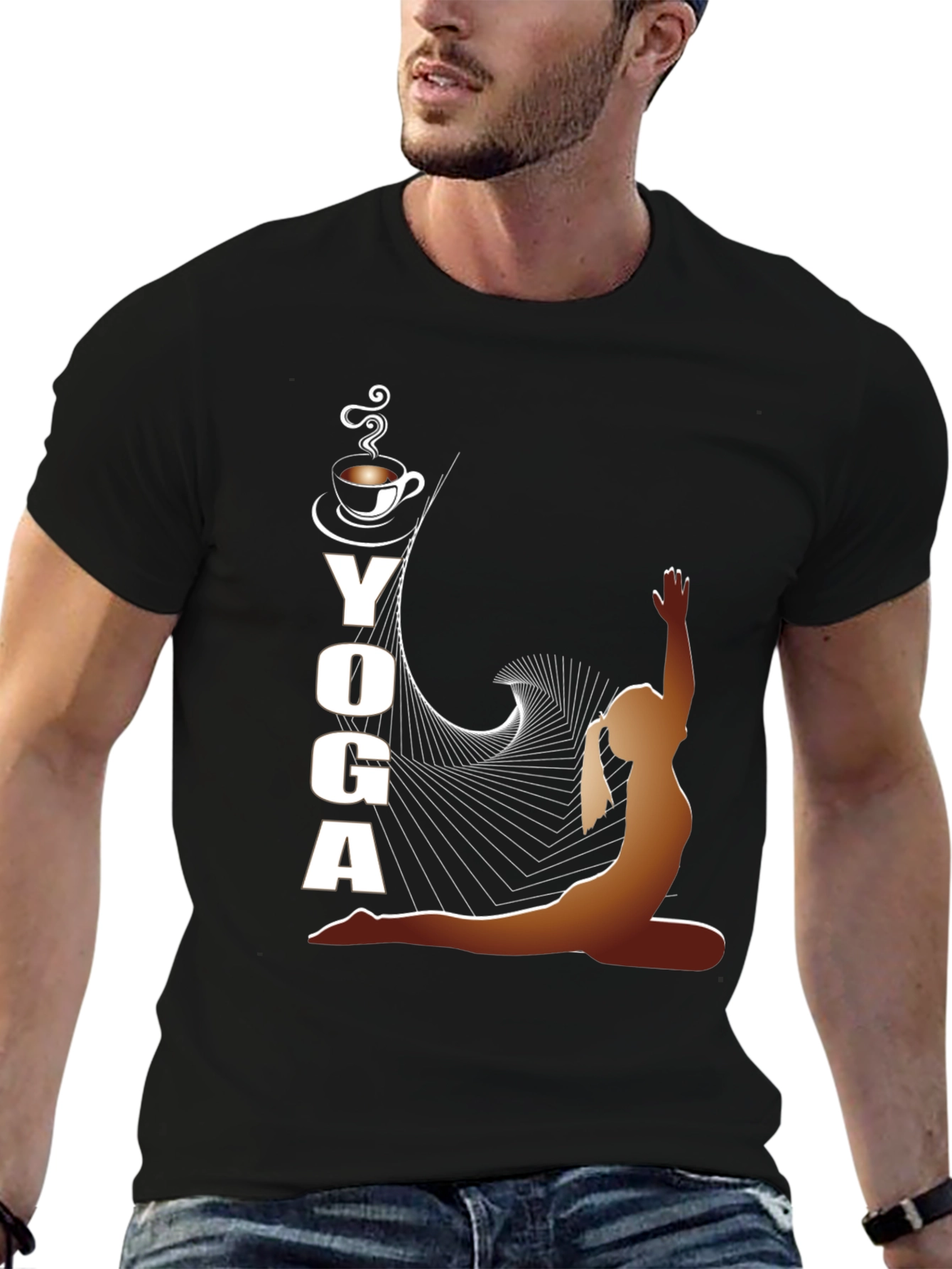 Yoga and Coffee Black T-Shirt