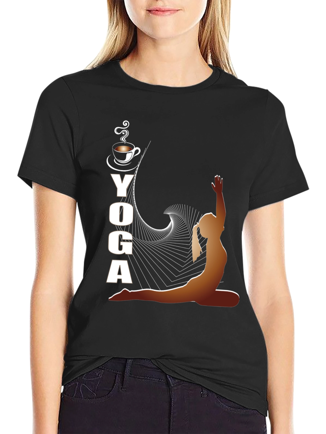 Yoga and Coffee Black T-Shirt