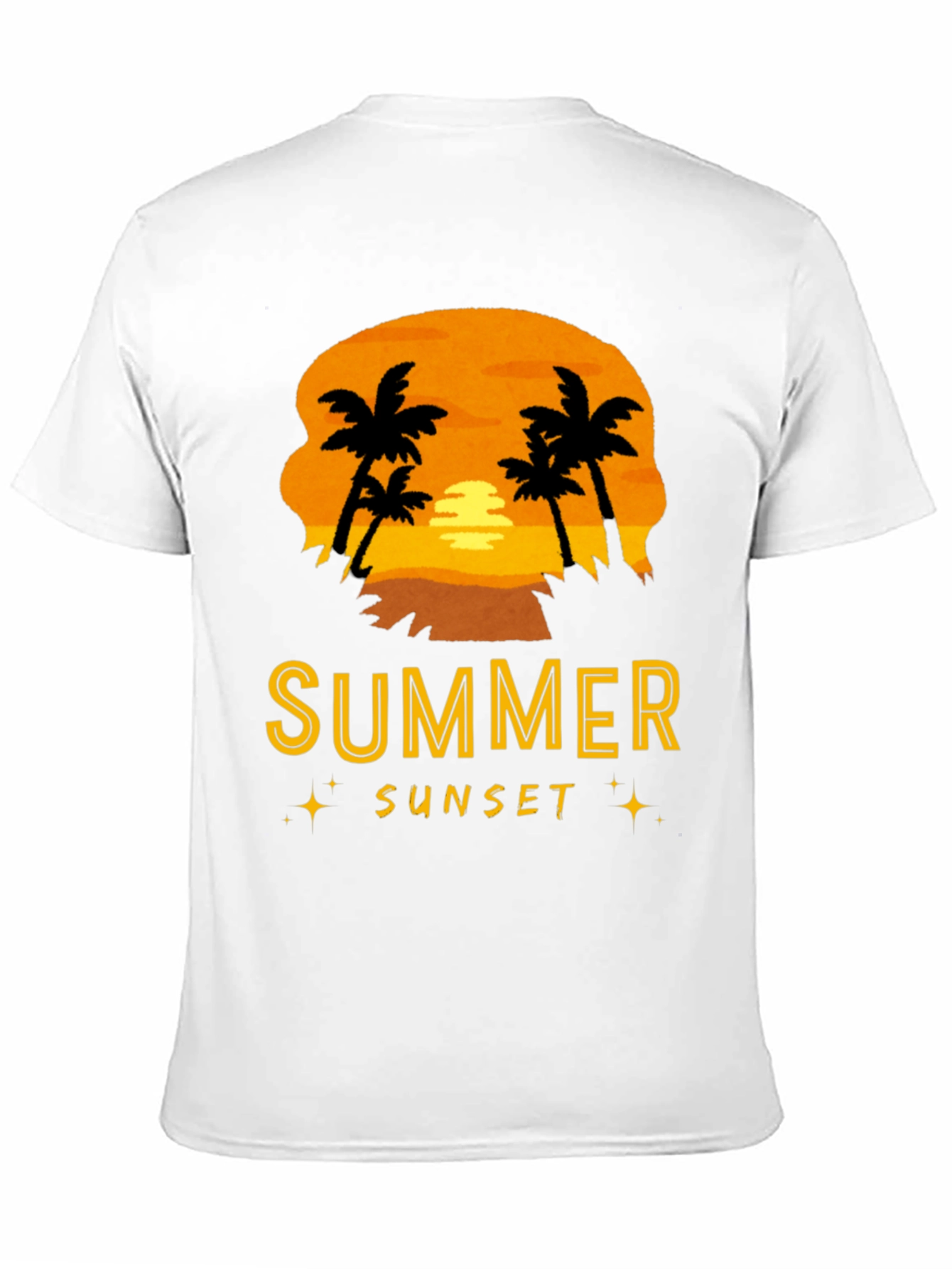 Summer Sunset Graphic Tee - Black Cotton T-Shirt