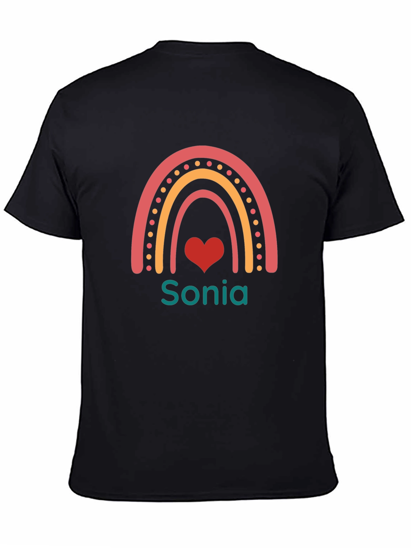 Personalized Sonia Rainbow Heart Graphic T-Shirt
