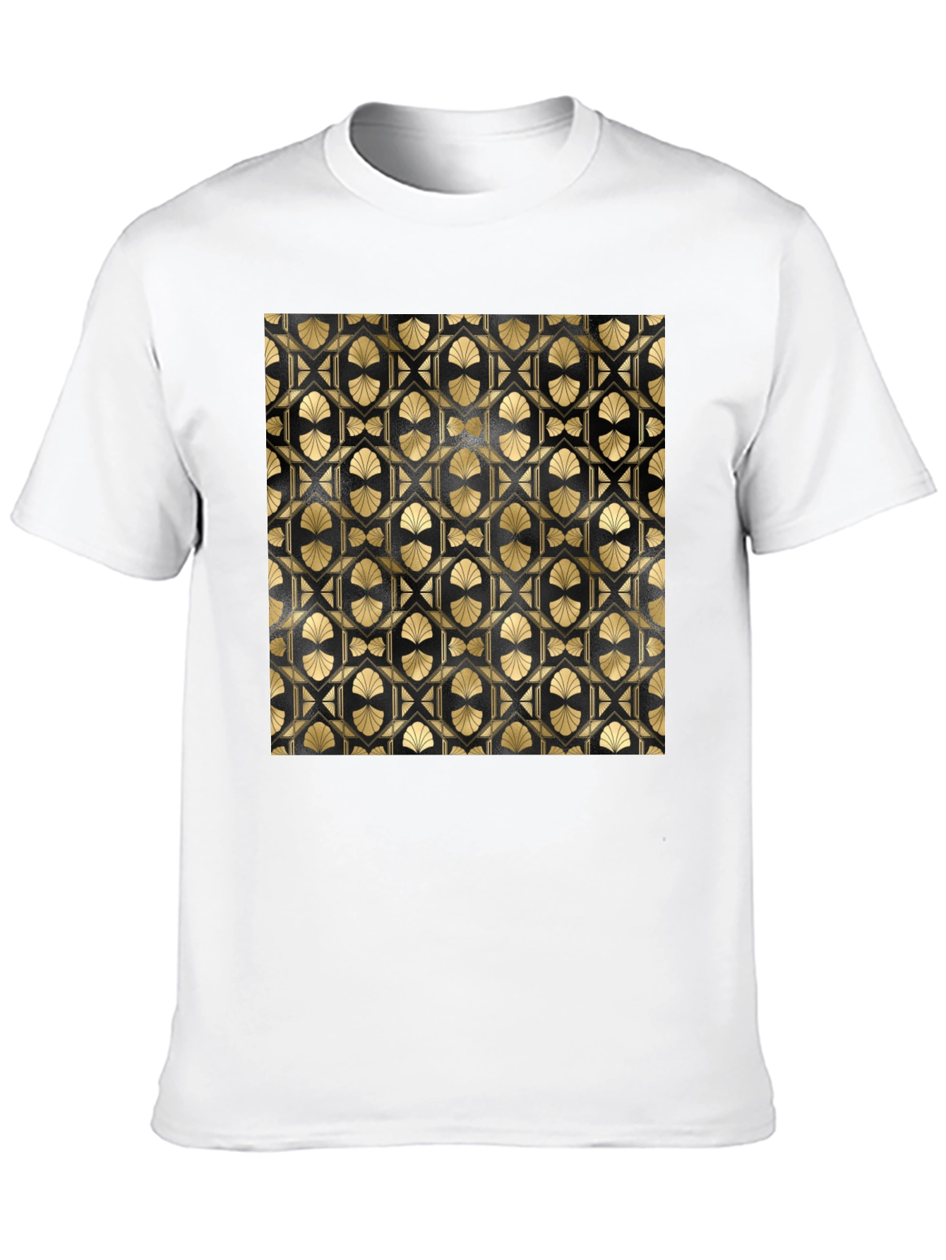 Geometric Art Deco Pattern T-Shirt - Gold on Black