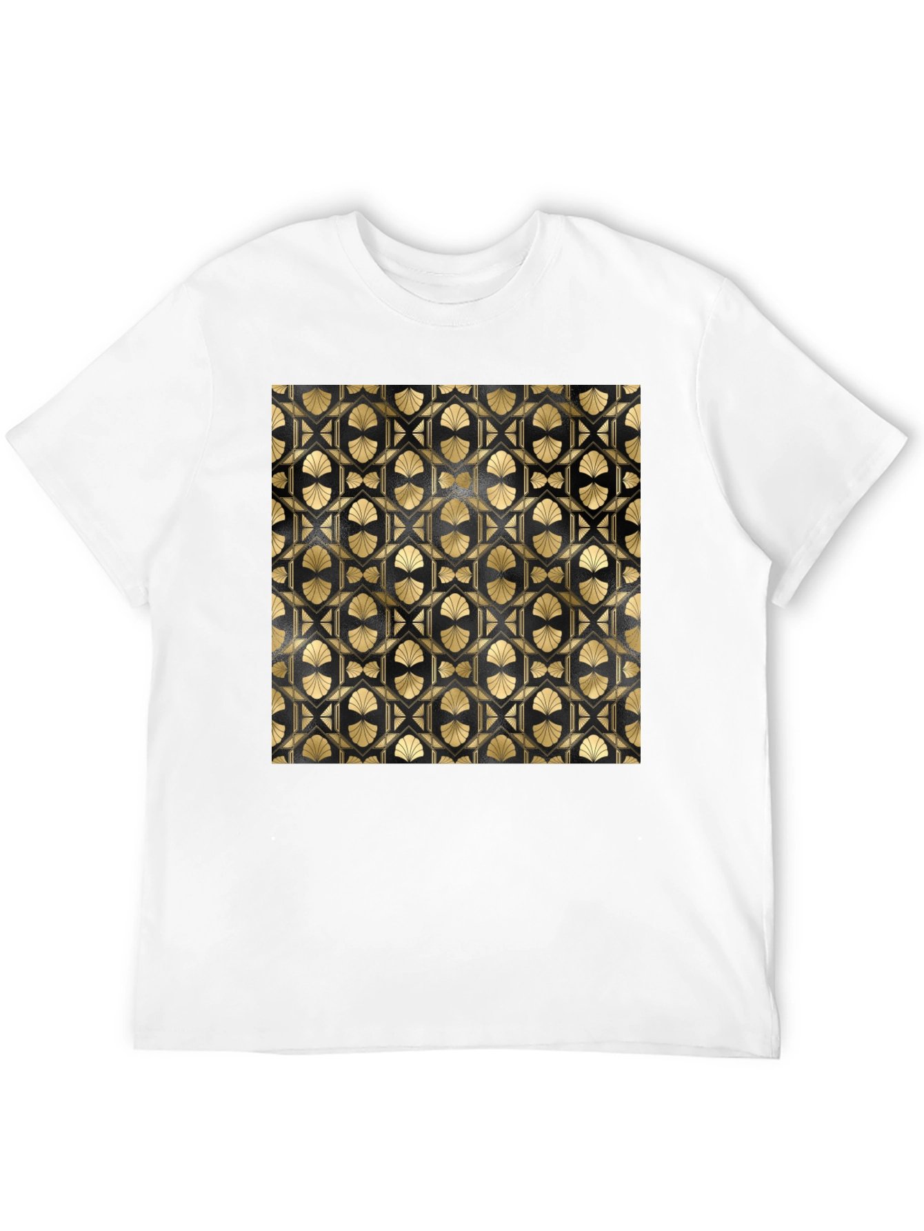 Geometric Art Deco Pattern T-Shirt - Gold on Black