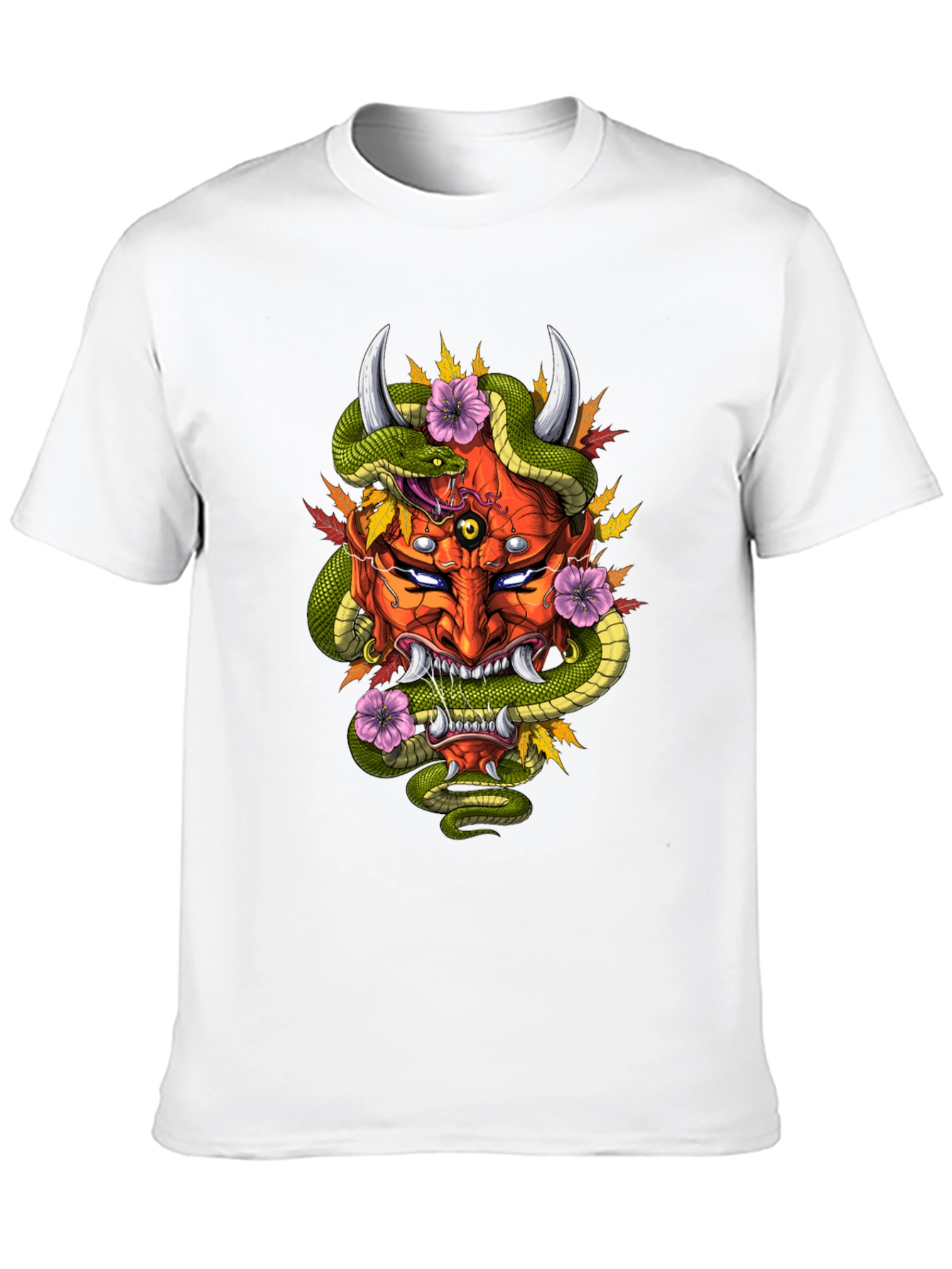 Mens Graphic Tee - Oni Mask & Snake