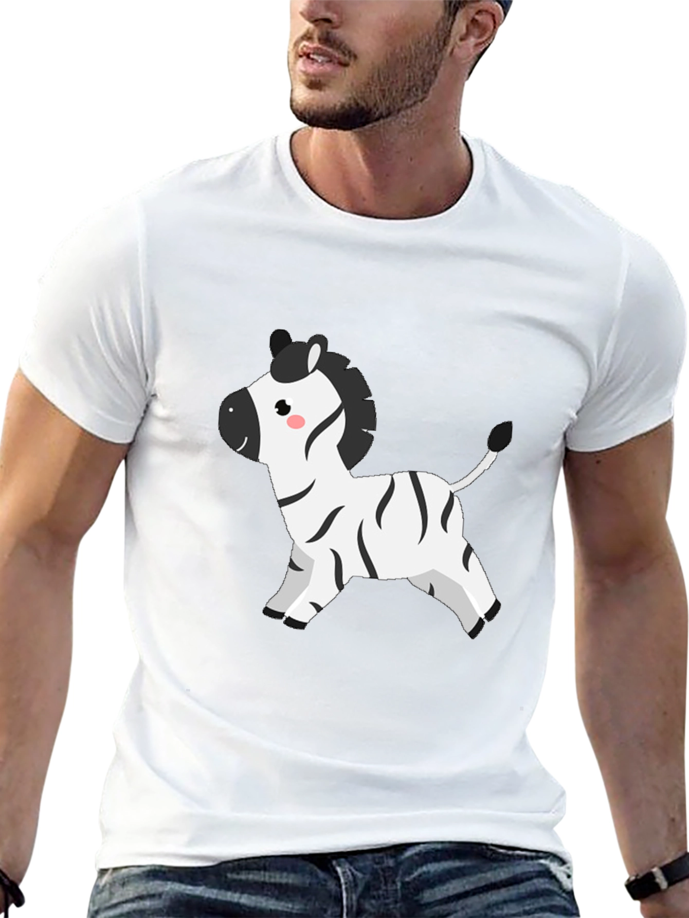 Cute Zebra Graphic Tee - Mens Black T-Shirt