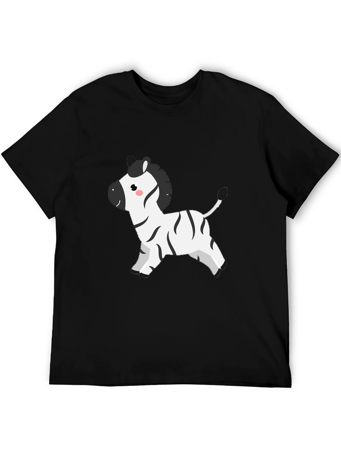 Cute Zebra Graphic Tee - Mens Black T-Shirt