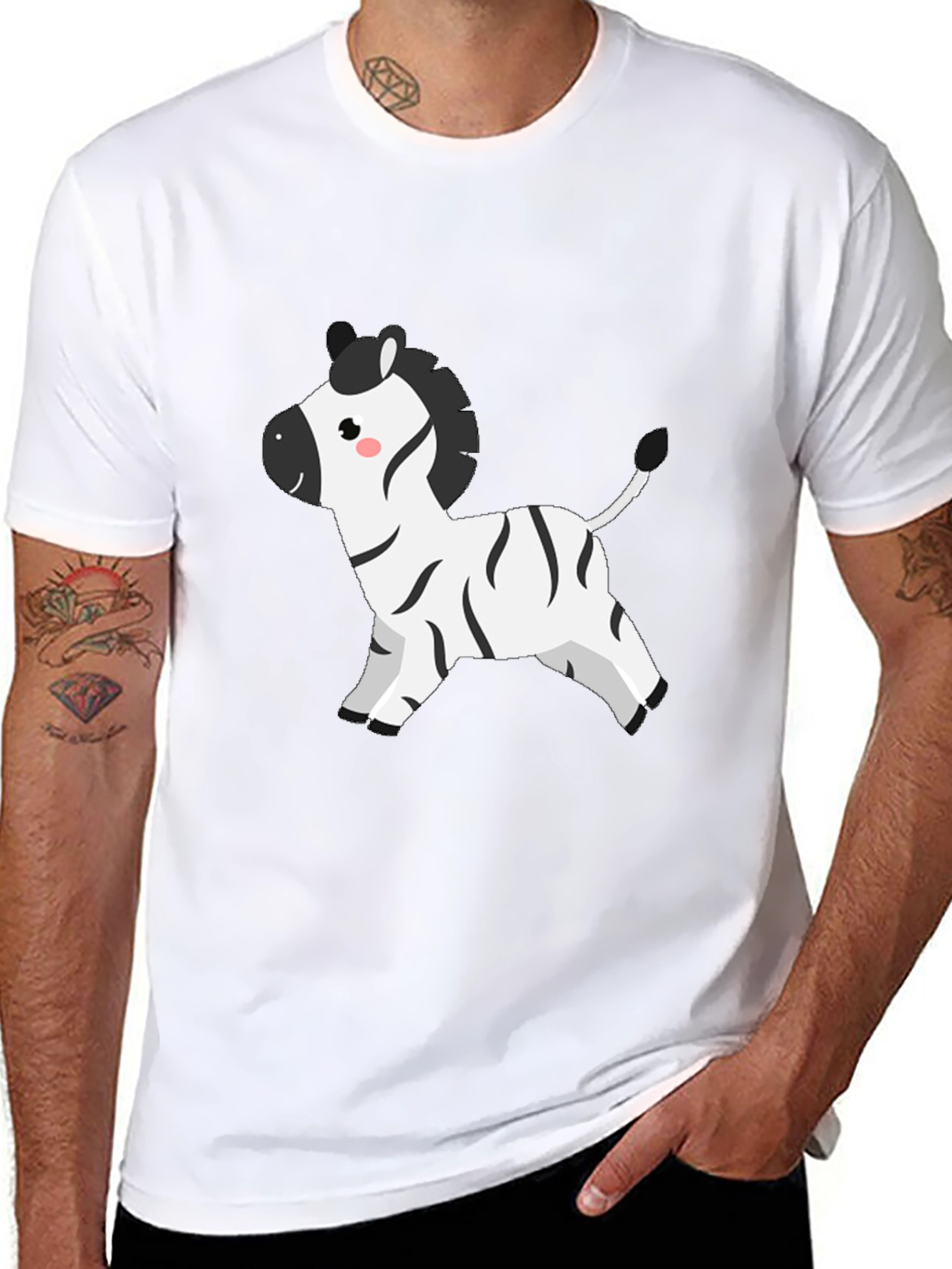 Cute Zebra Graphic Tee - Mens Black T-Shirt