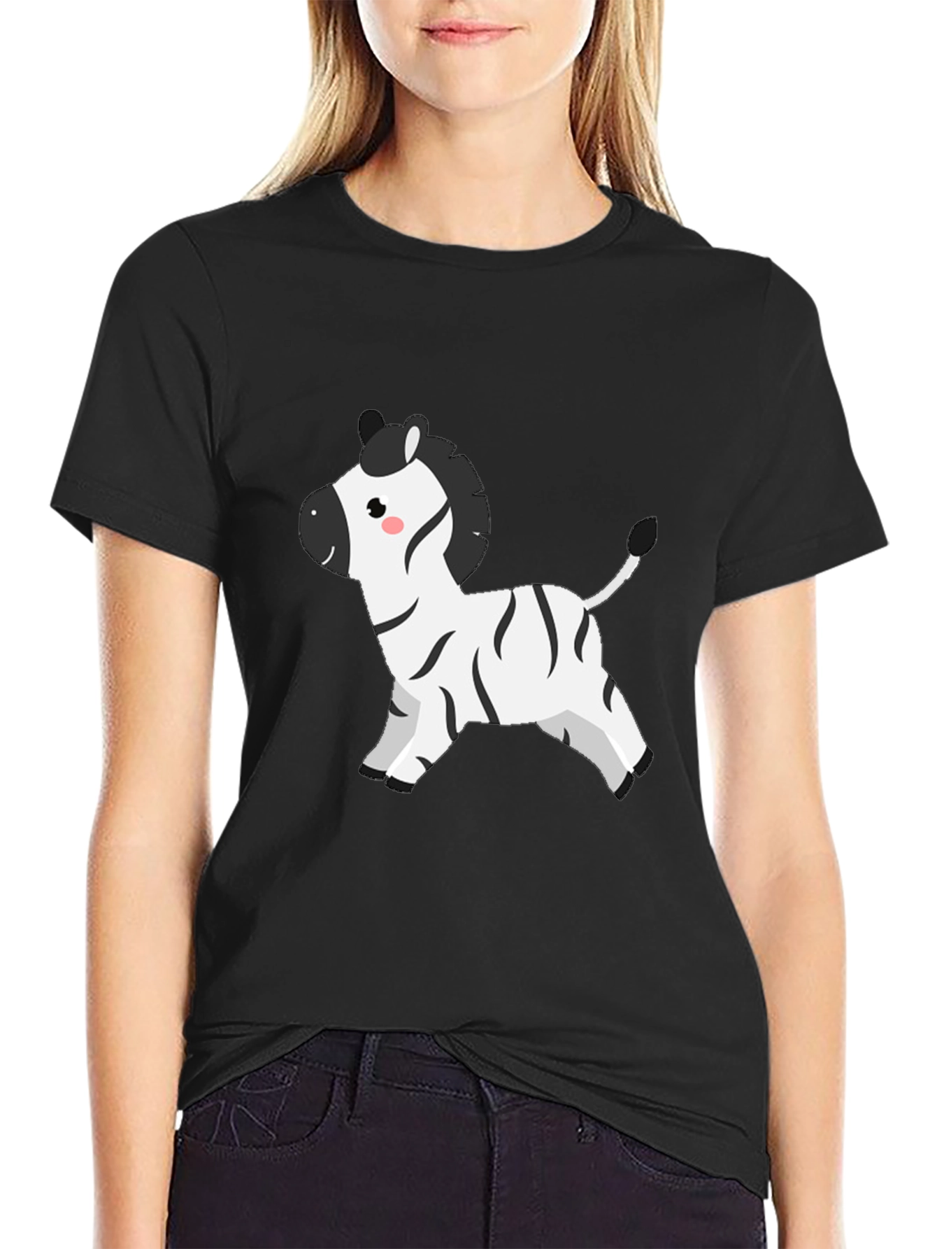 Cute Zebra Graphic Tee - Mens Black T-Shirt