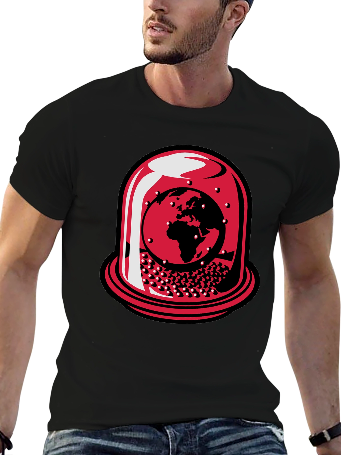 World Globe Under Glass Black Tee