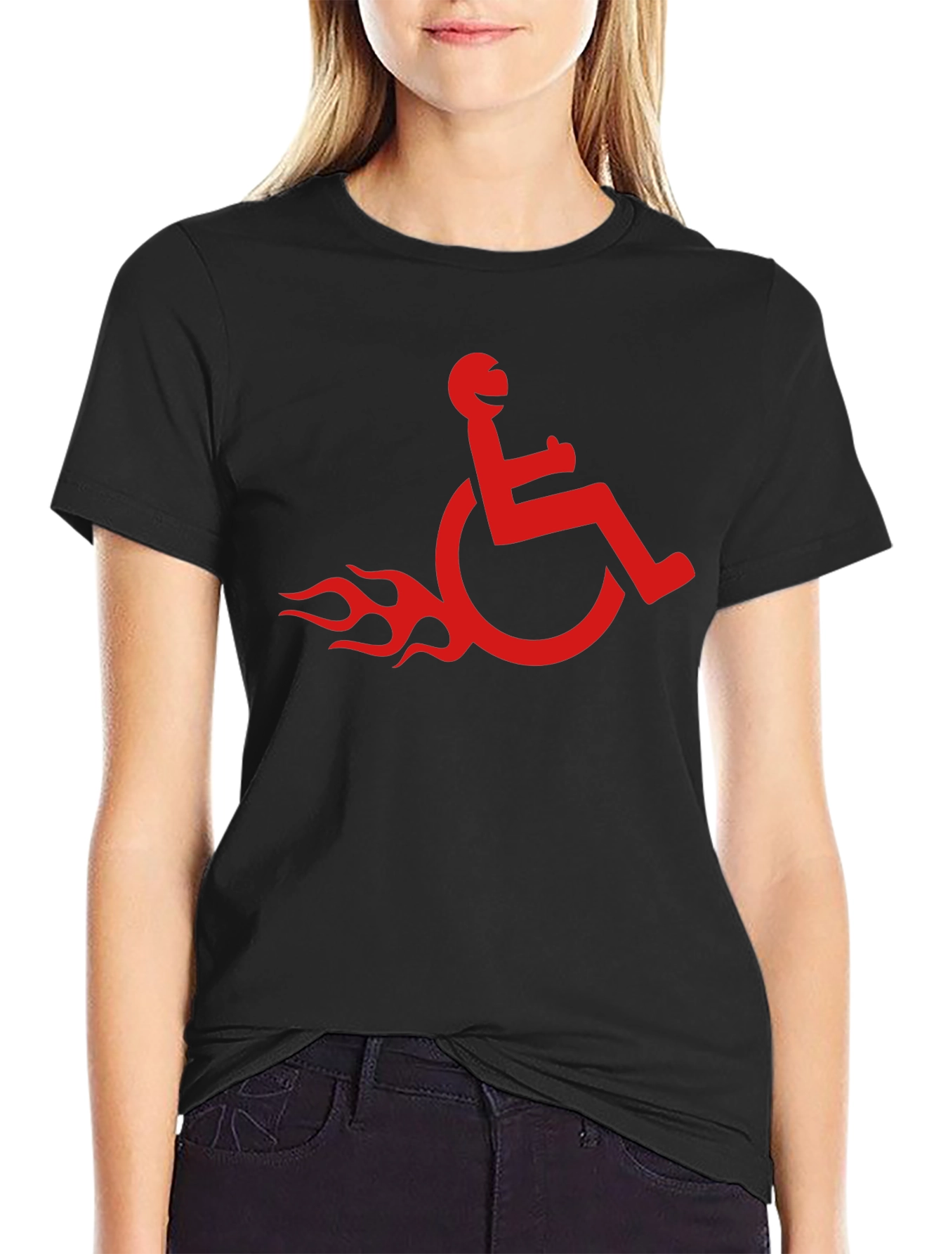 Wheelchair Rider Flame Graphic Tee - Black