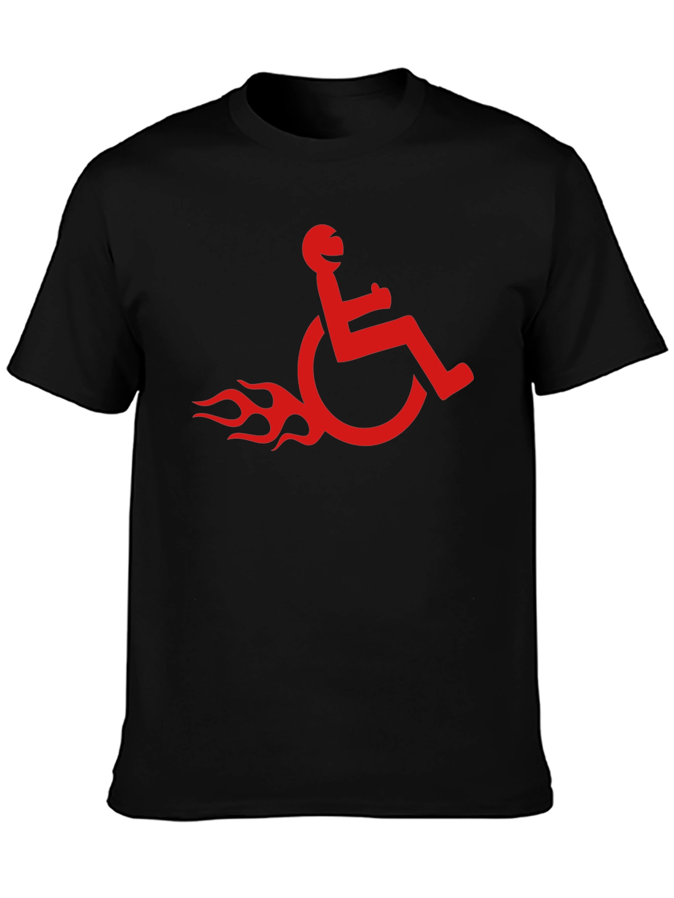 Wheelchair Rider Flame Graphic Tee - Black