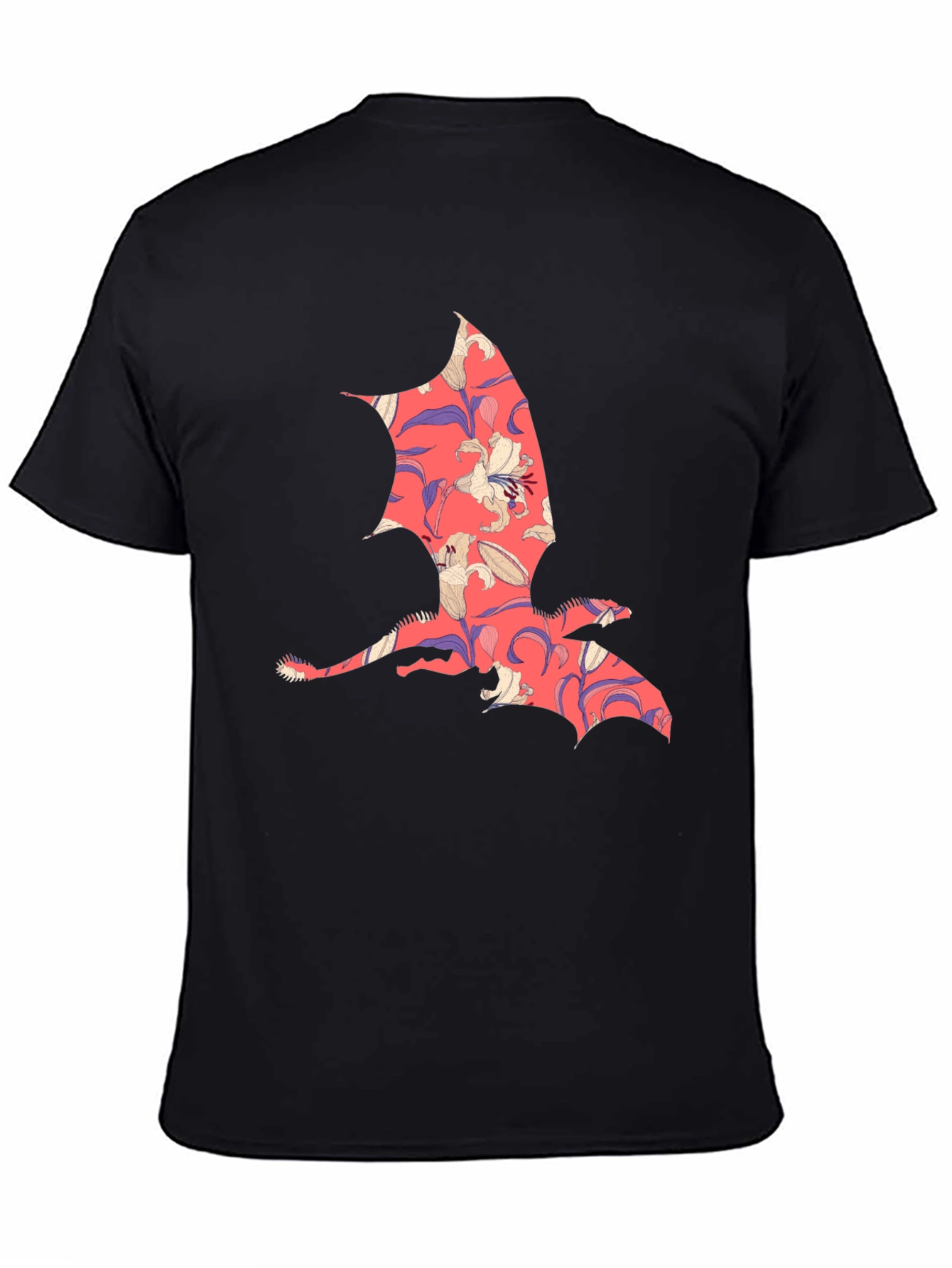 Floral Dragon Print Mens T-Shirt - Unique Design