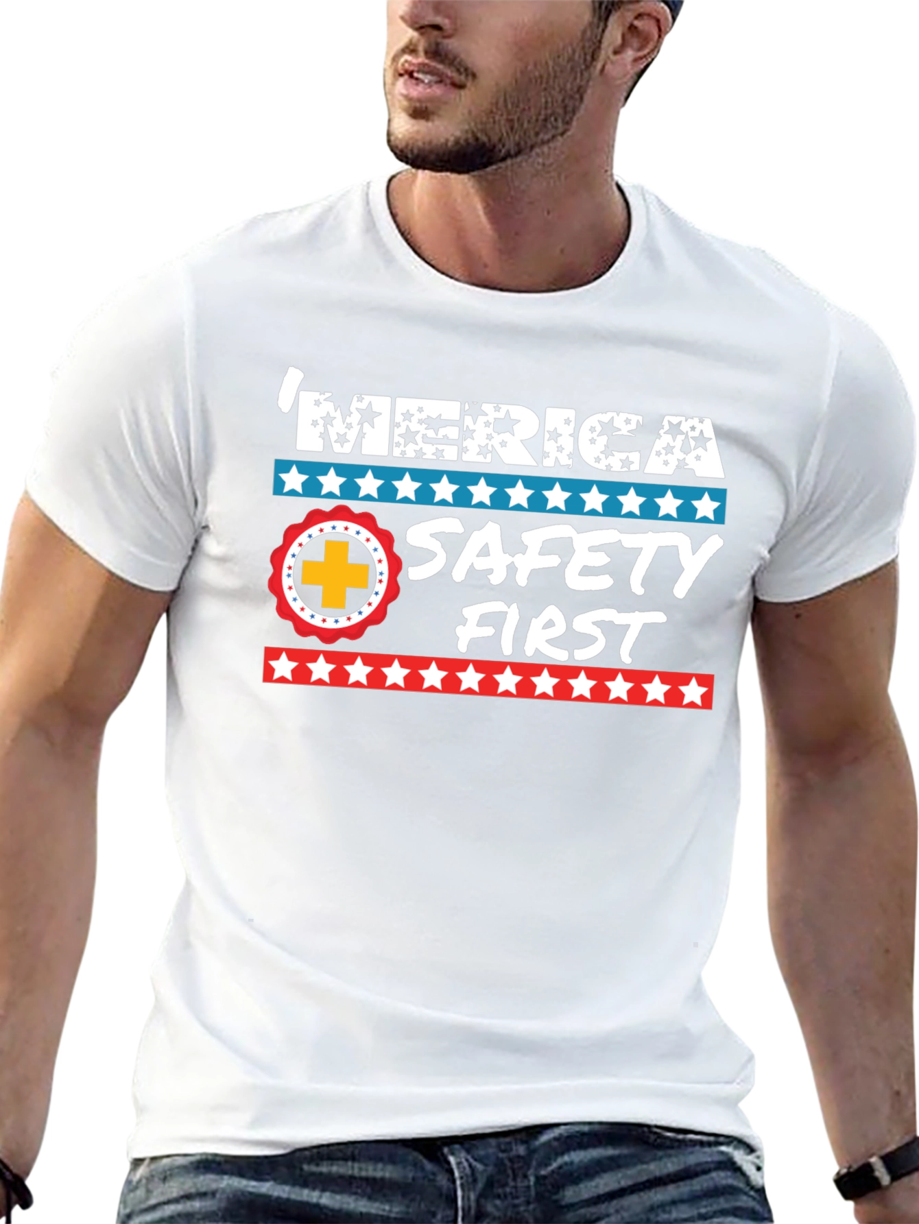 Patriotic Safety First Graphic T-Shirt