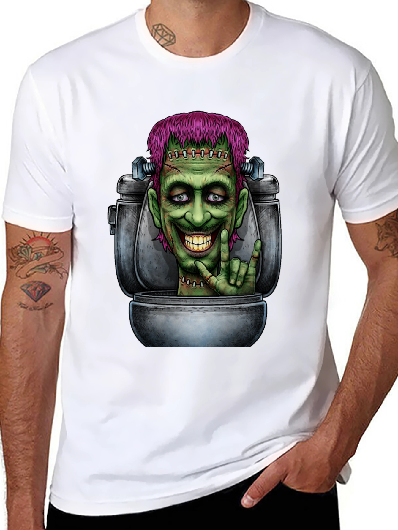 Frankensteins Monster Toilet Humor Graphic Tee