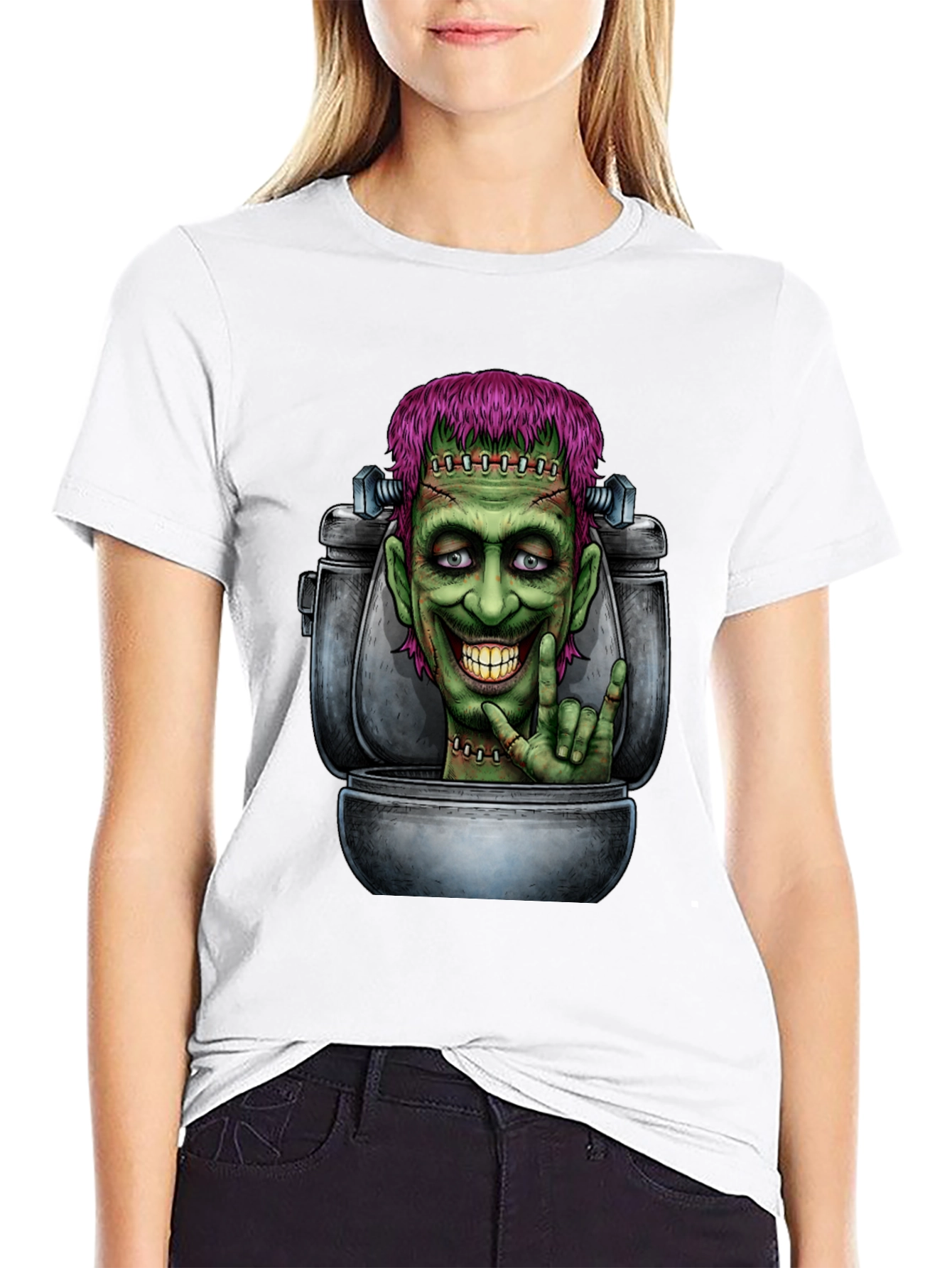 Frankensteins Monster Toilet Humor Graphic Tee