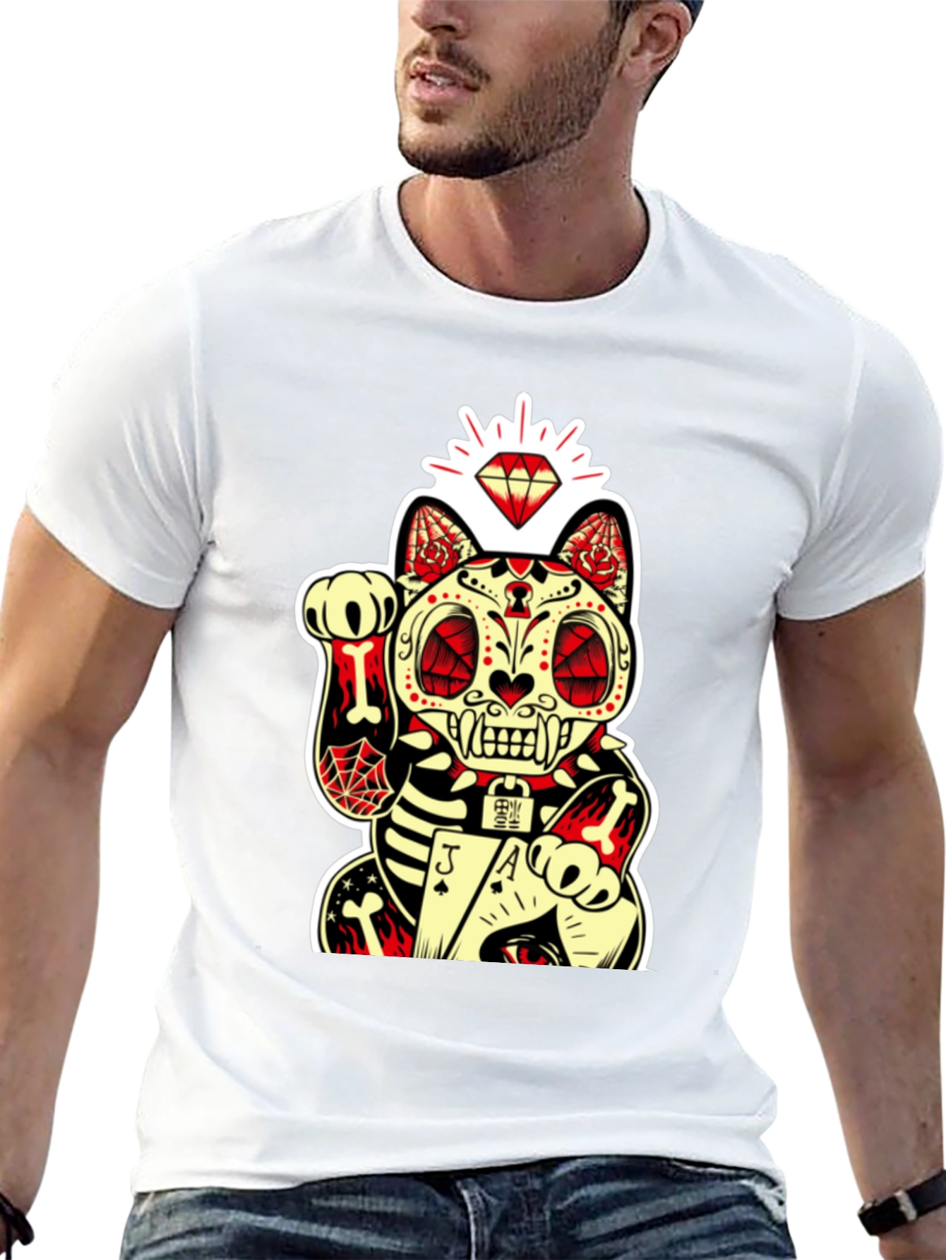 Lucky Cat Dia de los Muertos Graphic Tee