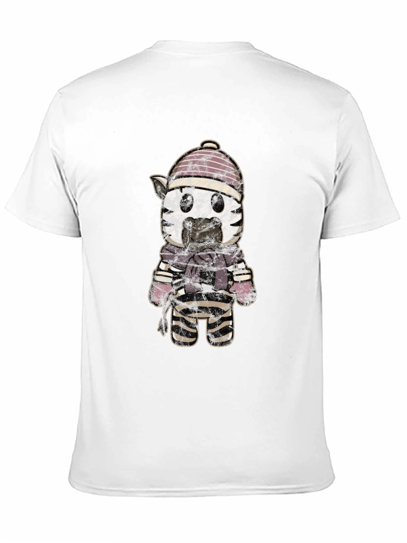 Cartoon Zebra in Winter Gear Graphic Tee