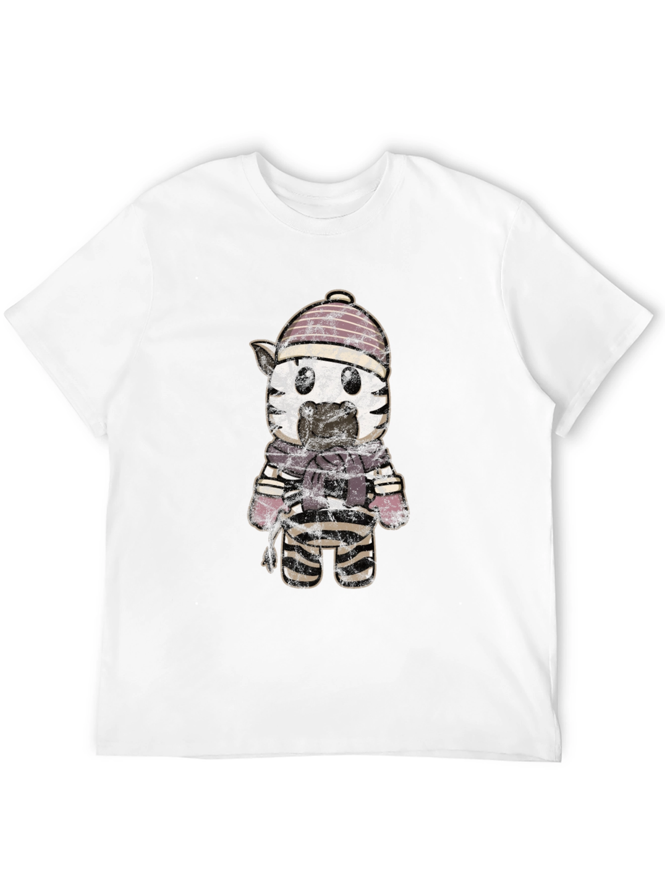 Cartoon Zebra in Winter Gear Graphic Tee