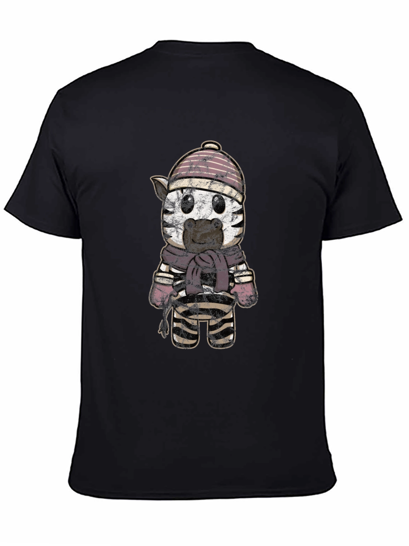 Cartoon Zebra in Winter Gear Graphic Tee