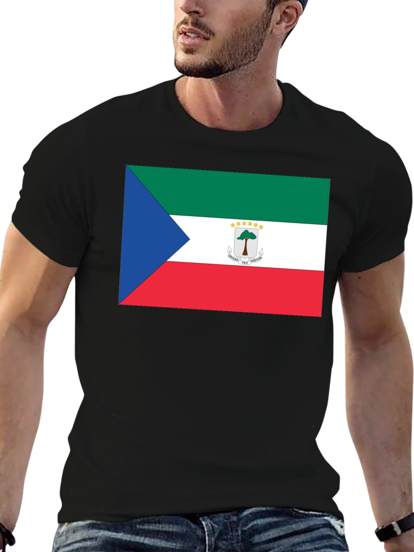 Equatorial Guinea Flag Black T-Shirt