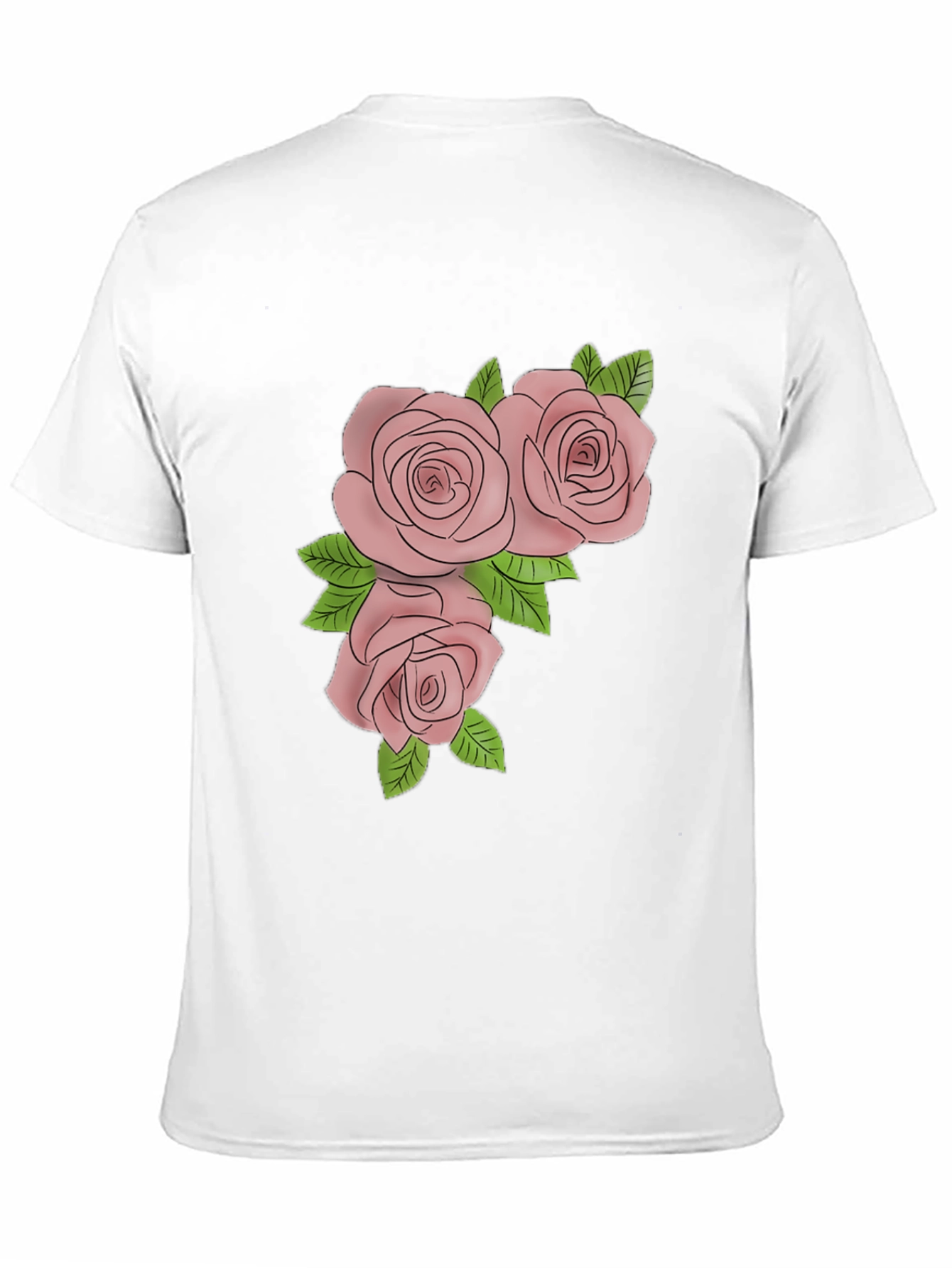 Mens Black T-Shirt with Rose Graphic