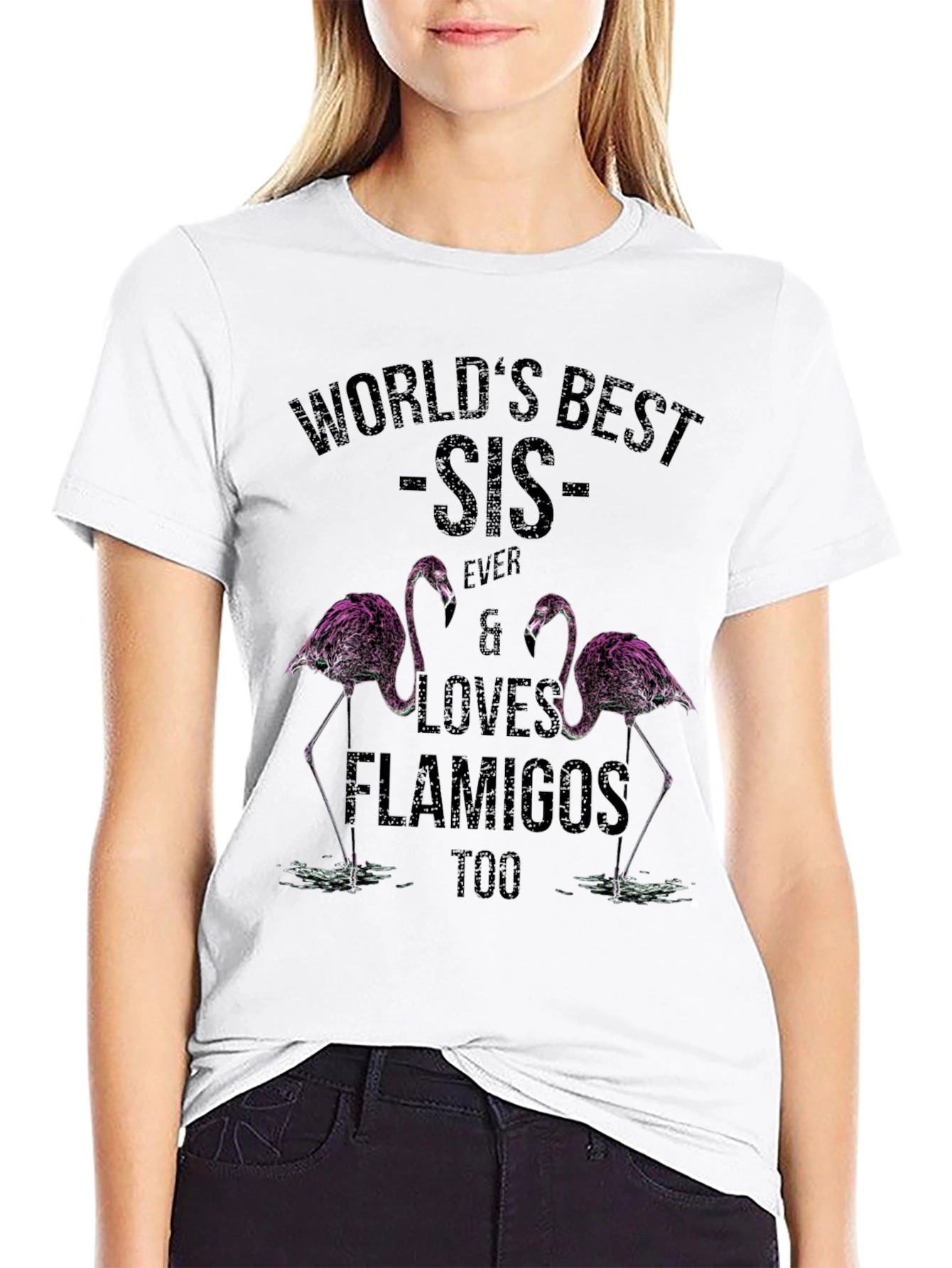 Worlds Best Sis Flamingo T-Shirt