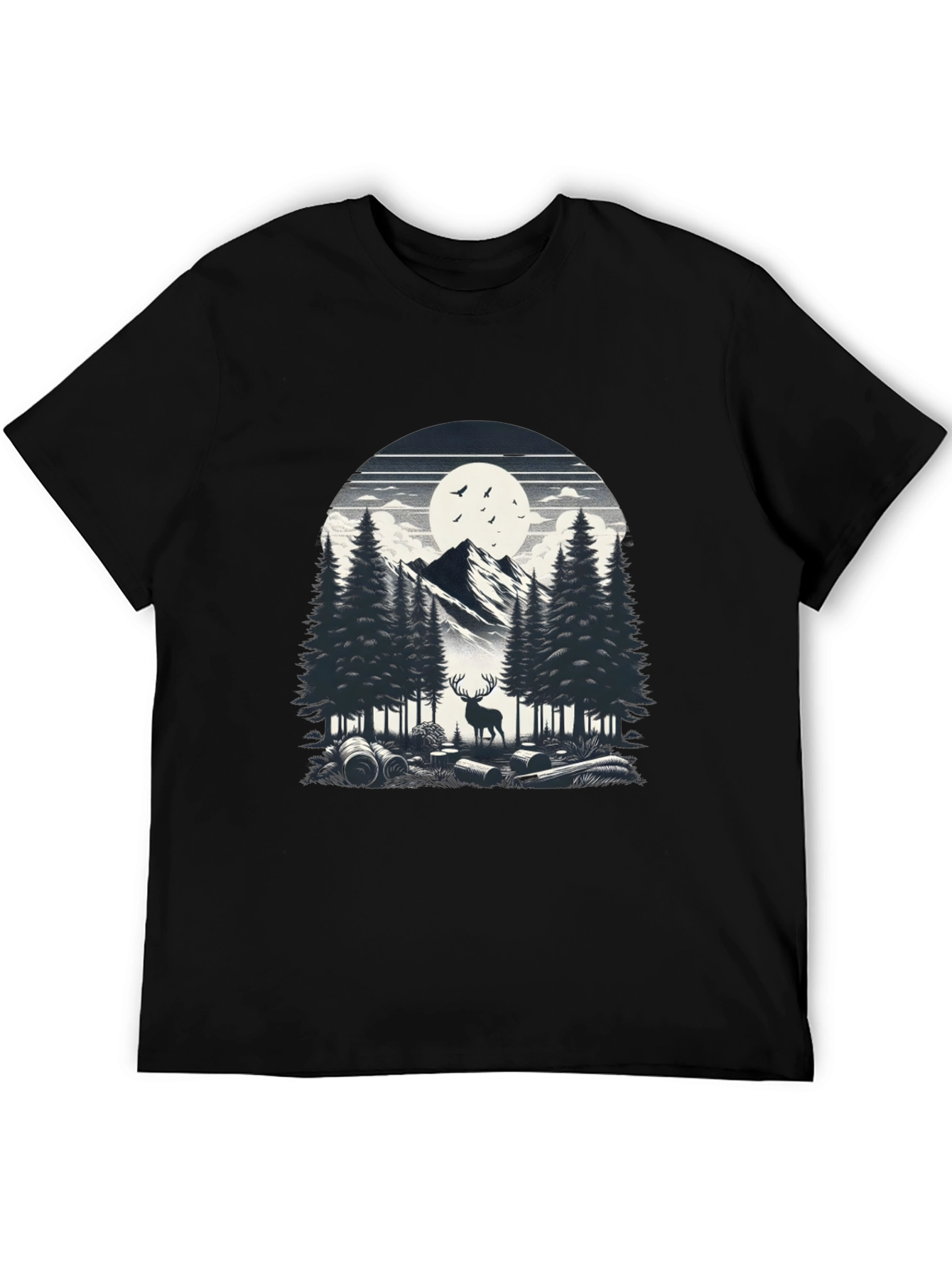 Nature Scene Graphic Tee - Deer & Mountain