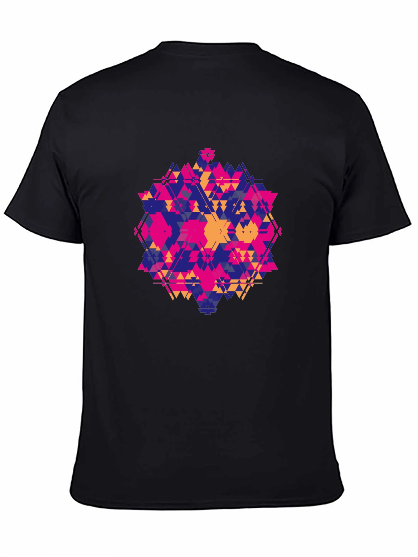 Geometric Triangle Pattern Black T-Shirt