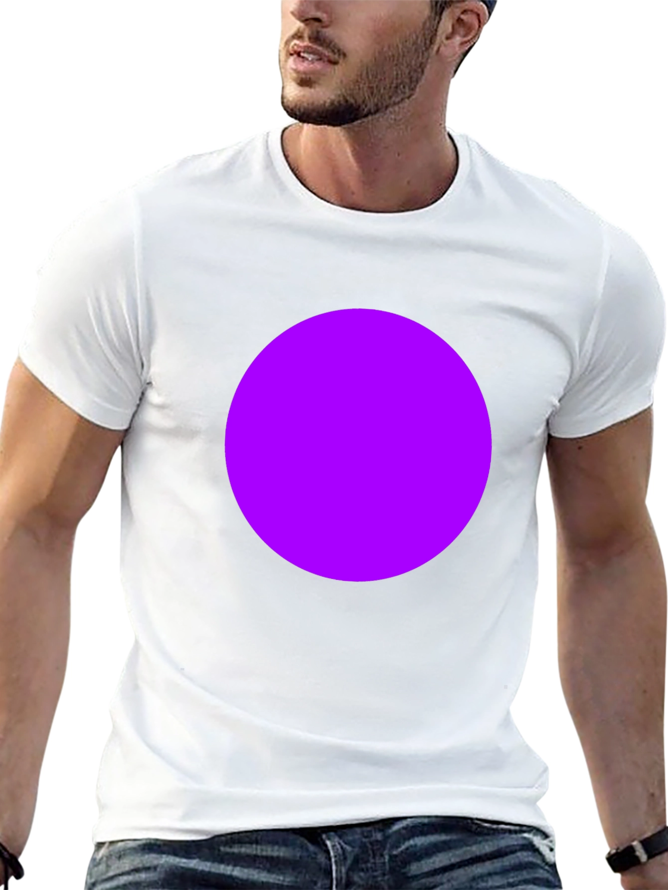 Mens Black T-Shirt with Bold Purple Circle Design