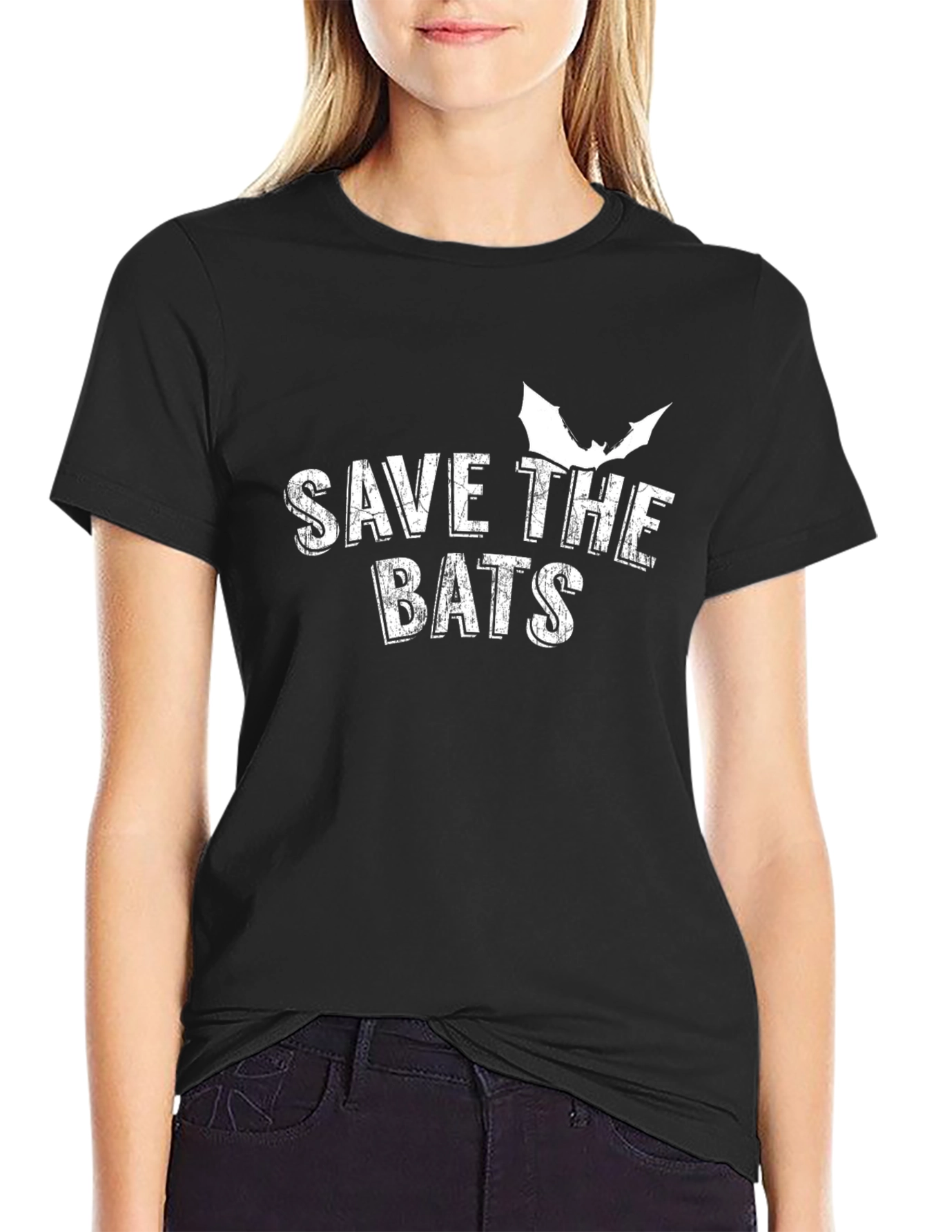 Save the Bats Graphic Tee - Black Cotton T-Shirt