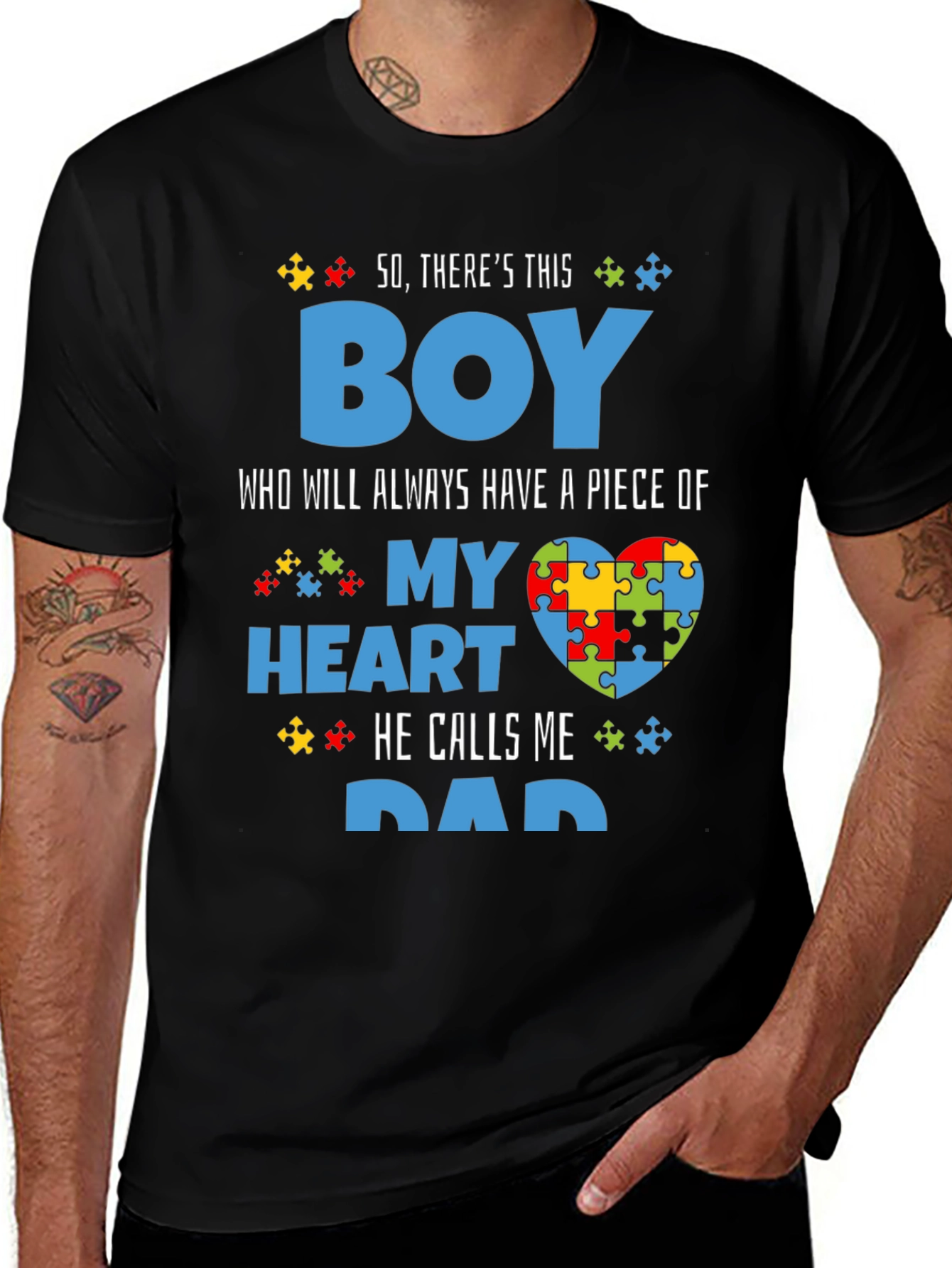 Autism Awareness Dad T-Shirt - My Heart Puzzle Piece